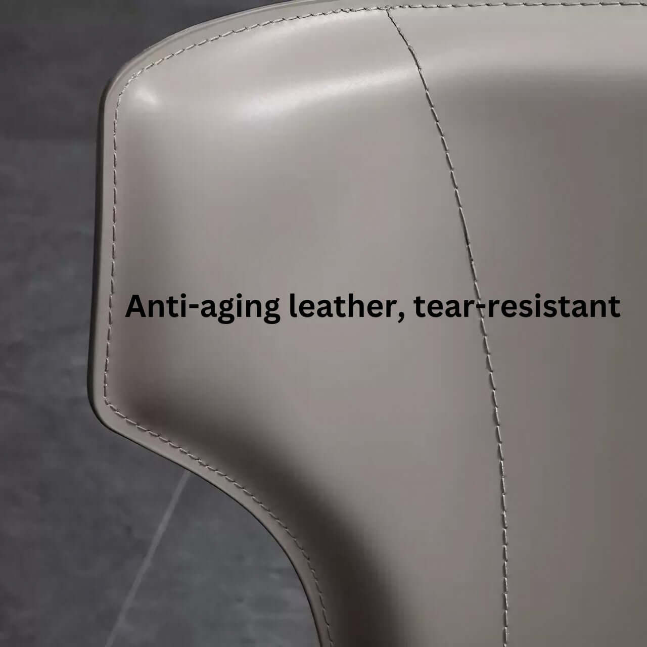 Light Khaki Saddle Leather C-Shaped Curved Backrest Dining Chair - Single Luxurious Minimalist Design for Modern Home, Restaurant & Office Use