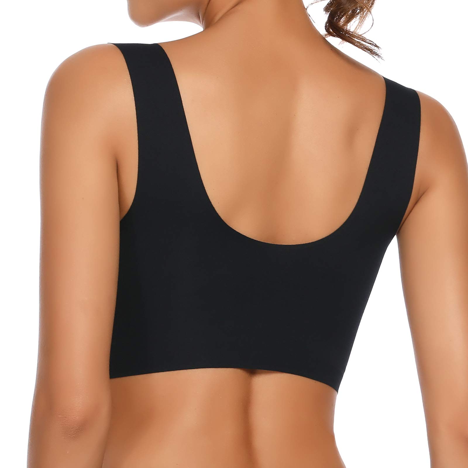 WOWENY Wireless Bras for Women - Comfortable Sleep Bralette, Full Coverage Soft Crop Top, Zero Feel Thin Bra for Everyday Wear & Lounge