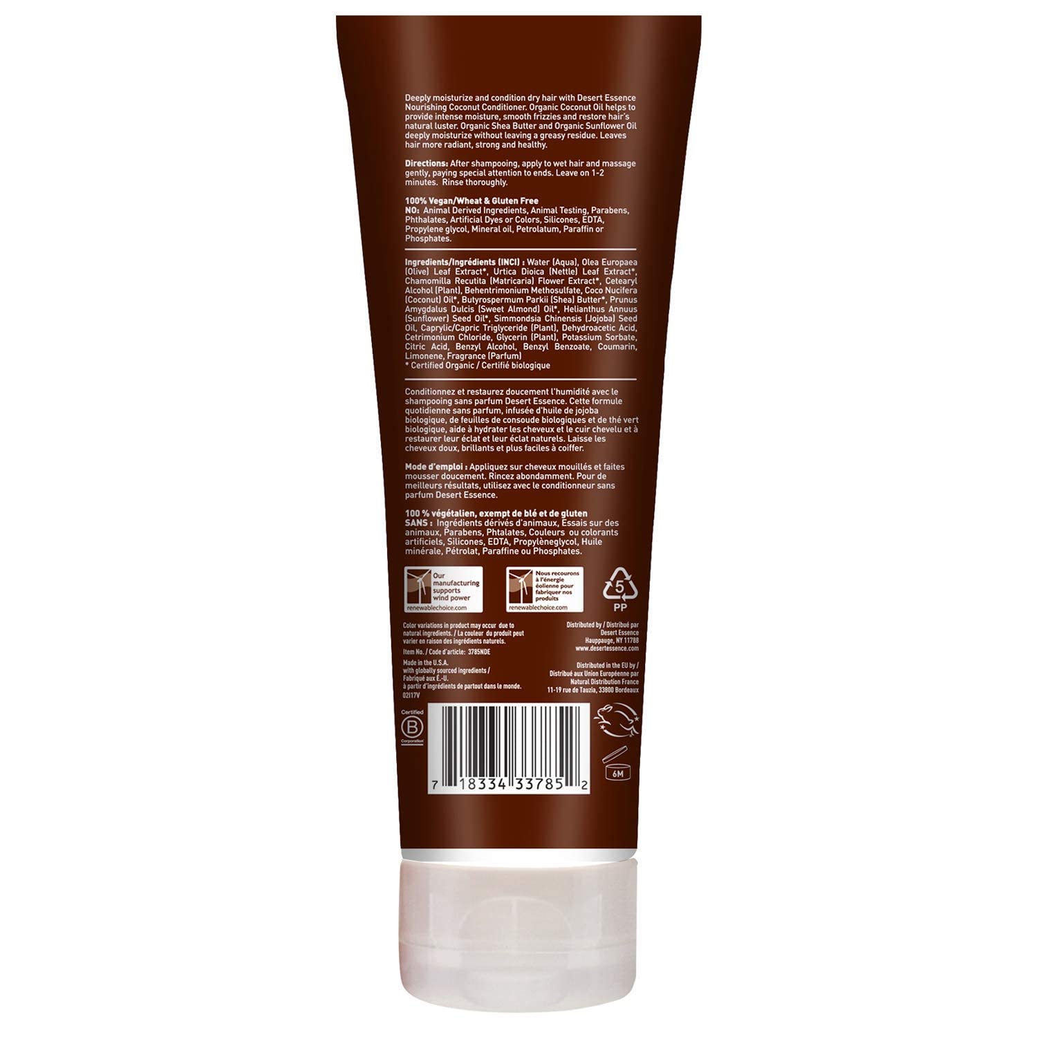 Desert Essence Coconut Shampoo & Conditioner Set for Dry Hair - 8oz Nourishing Hair Care with Coconut Oil - Refreshing Scent - Hydrating & Revitalizing - Perfect for Daily Hair Wash & Scalp Care - Great for Damaged, Frizzy & Color-Treated Hair