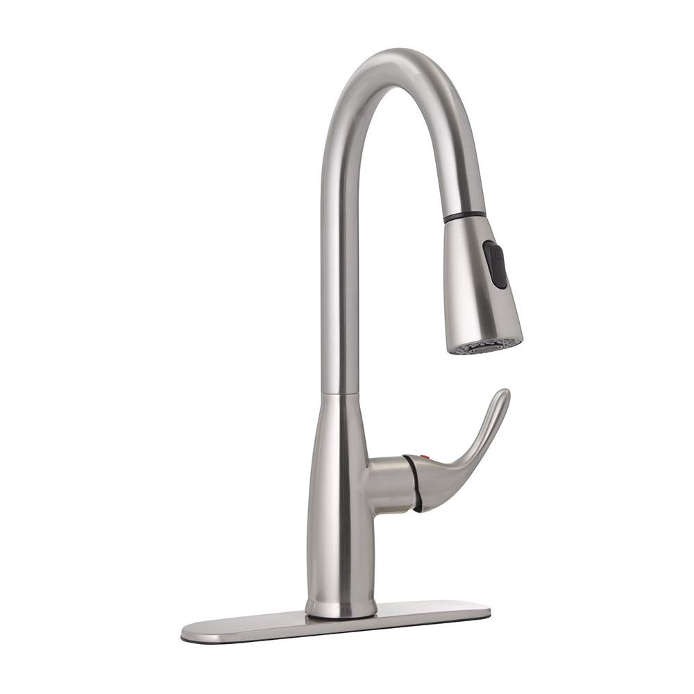 Stainless Steel Hi-Arc Pull-Down Kitchen Faucet with Sprayer - Modern High Arc Design for Sink, Dishwashing & Food Prep - Durable & Easy to Install