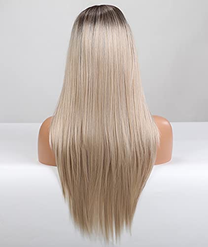 Platinum Blonde Ombre Lace Front Wig - Natural Looking Human Hair Wig for Women | Perfect for Cosplay, Parties & Daily Wear