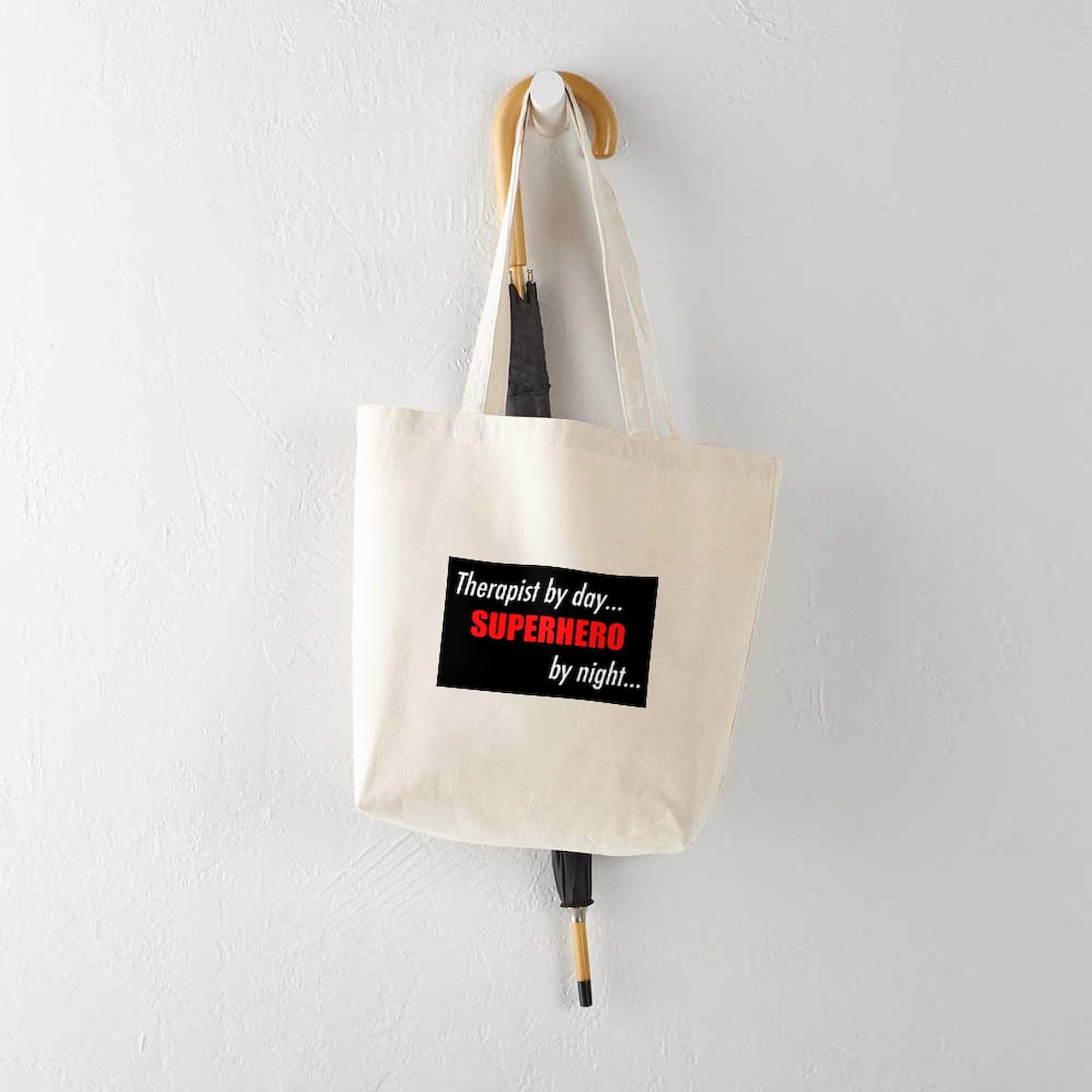 Superhero Therapist Tote Bag - Natural Canvas Reusable Shopping Bag for Work, Groceries & Everyday Use | Durable & Eco-Friendly