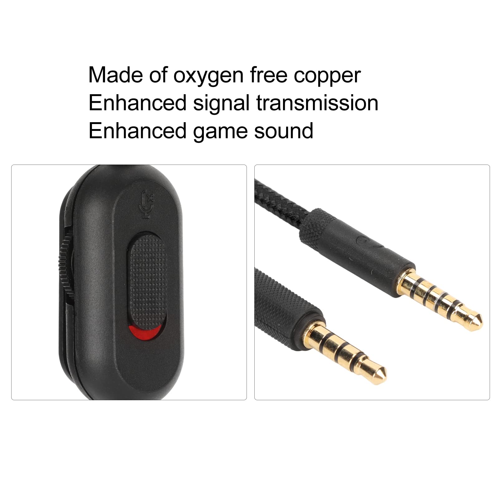 Cryfokt Gaming Headset Replacement Cable with Volume Control & Mute Switch - 6.6ft Braided Nylon Cord Compatible with Logitech G Pro, G Pro X, G433, G233 Headsets - Durable Audio Cable for PC, PS4, Xbox Gaming & Streaming (Black)