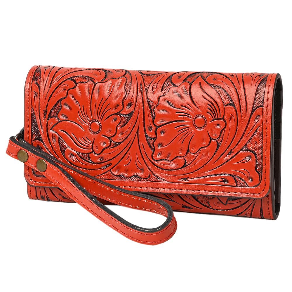 American Darling Clutch - Hand Tooled Genuine Leather Women's Western Handbag Purse - Perfect for Cowgirl Style, Date Night & Country Music Festivals