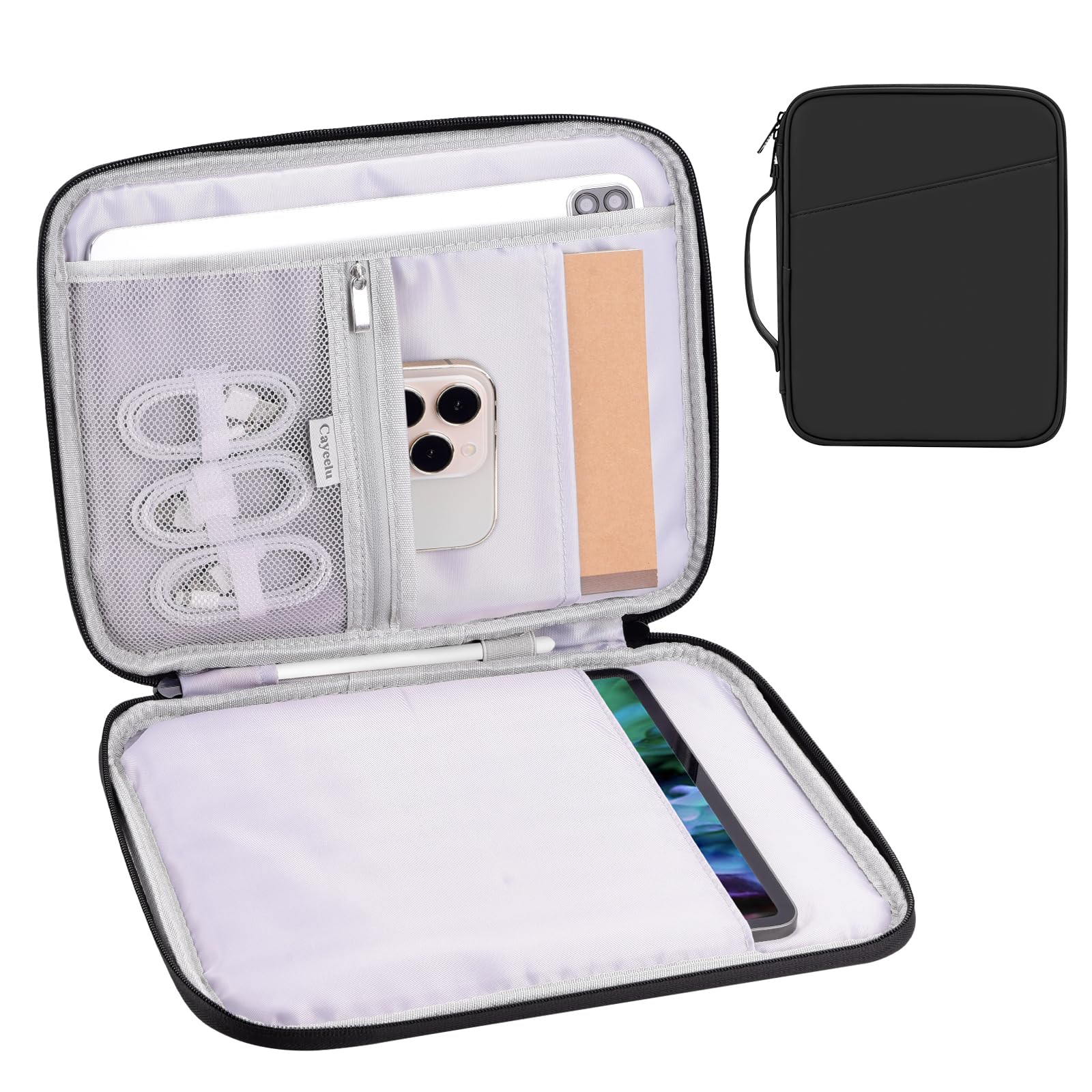 9-11 Inch Tablet Carrying Case - Shockproof Padded Sleeve Bag for iPad Pro 11 (M4), iPad 10.9 (10th Gen), iPad Air 11 (M2), Galaxy Tab S9/S8 - Perfect for Travel, Office & School (PU-Black)