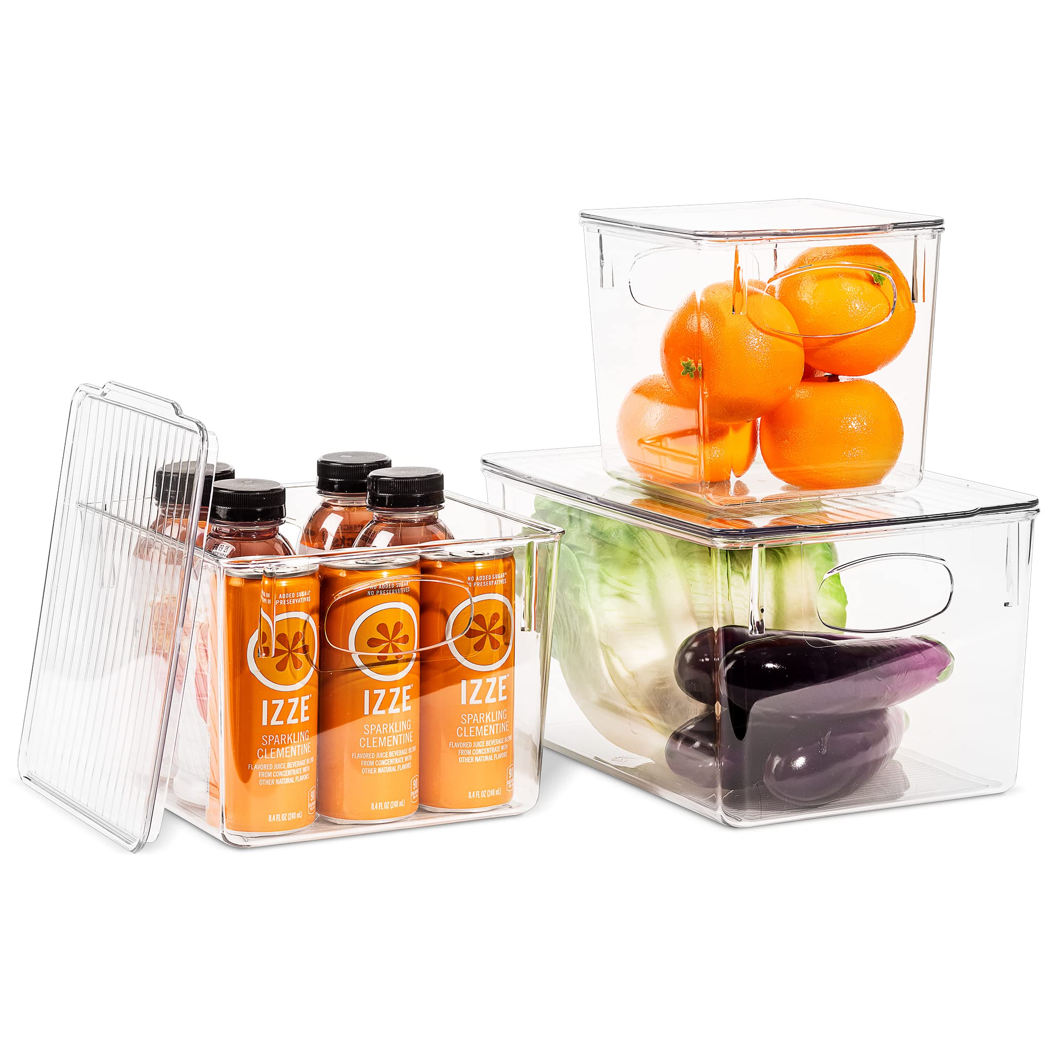 Sorbus Clear Acrylic Organizer Bins with Lids - 3-Piece Set for Kitchen Pantry, Cabinet & Closet Storage | Perfect for Food, Beauty Products & Home Organization