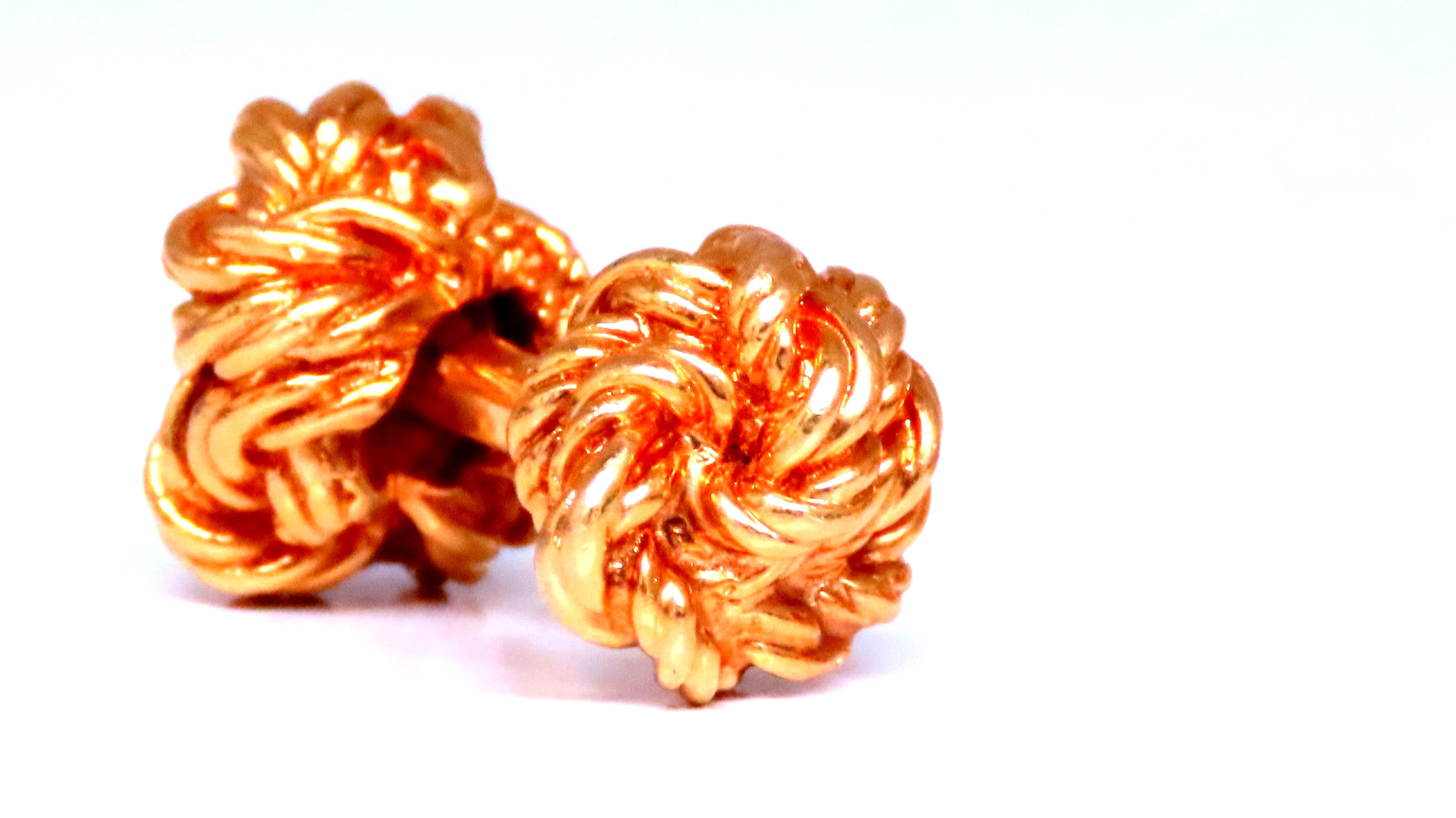 18kt Gold Solid Threaded Rope Twist Diamond Cufflinks for Men - Elegant Dress Shirt Accessories for Weddings & Formal Events (Style 12481)
