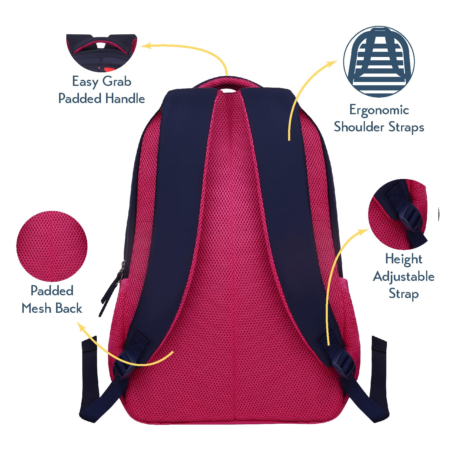 Genie Poppins Women's Backpack - 3 Compartment Water Resistant School Bag for Girls & College Students | Stylish Trendy Daypack for Travel, Work & Campus Life