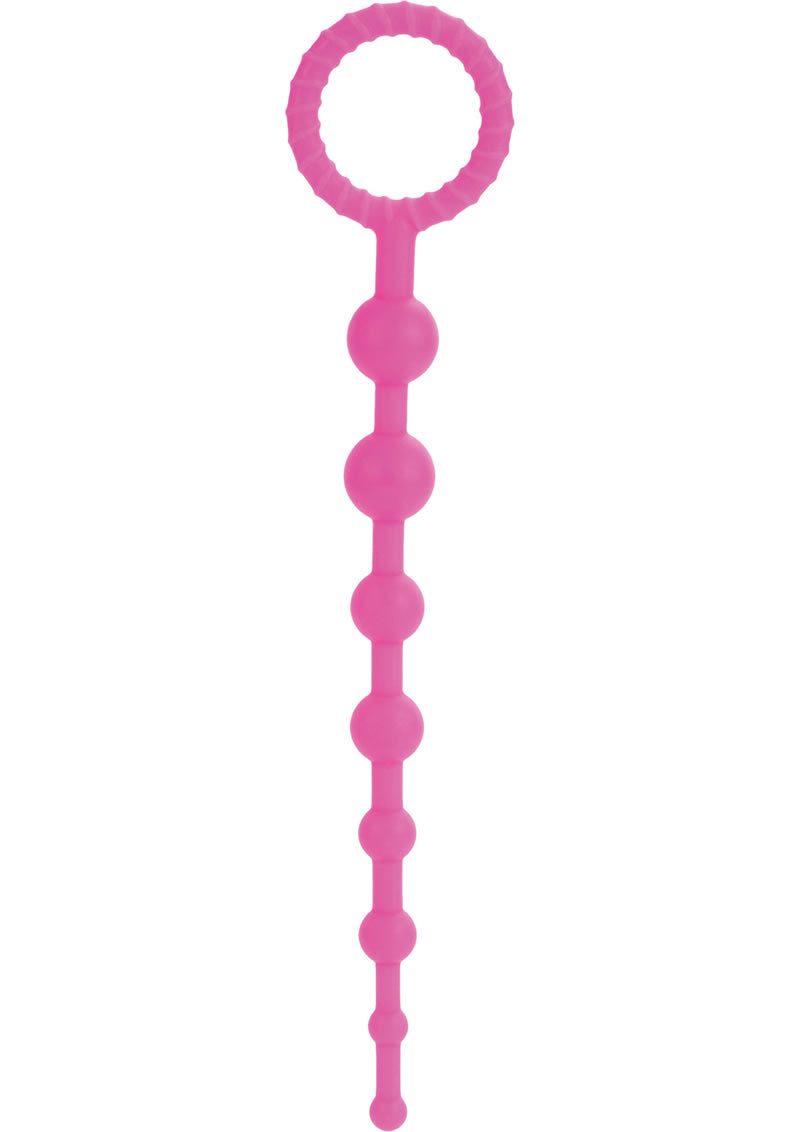 Booty Call X 10 Silicone Anal Beads for Adults - Pink Pleasure Beads for Couples & Solo Play - Perfect for Sensual Massage & Intimate Exploration