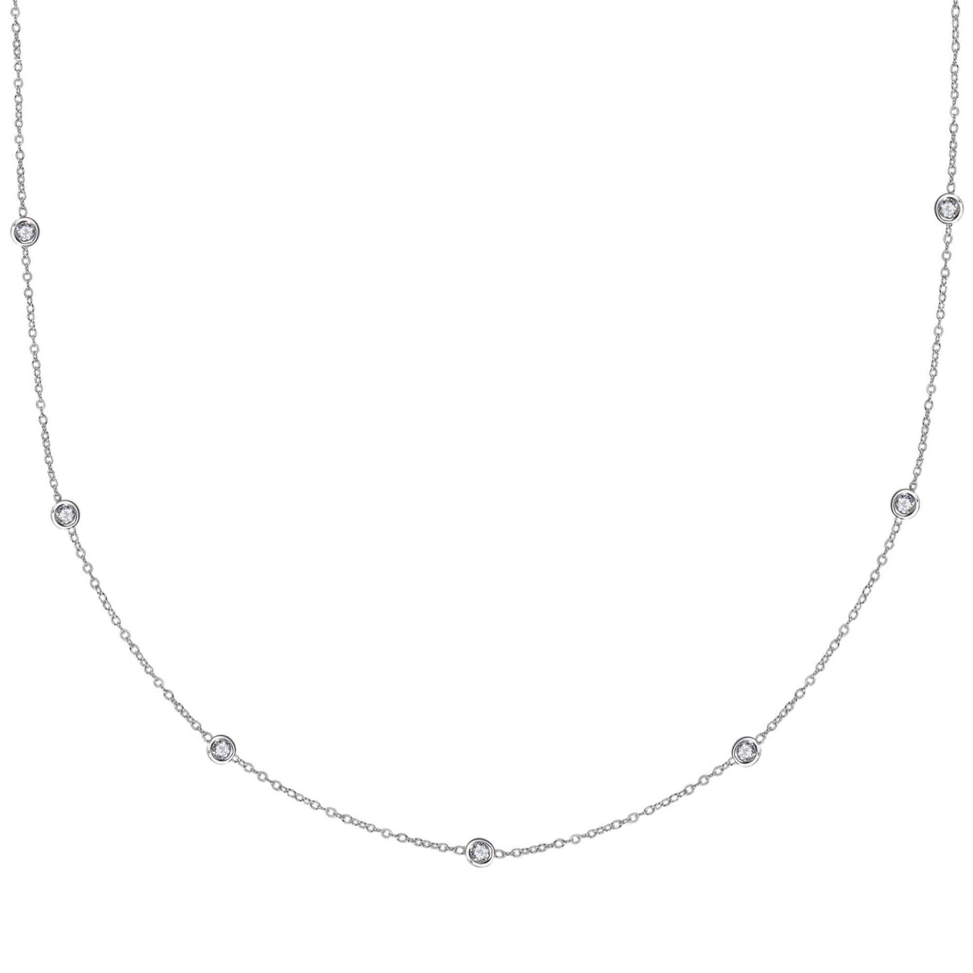 Ritastephens Sterling Silver Designer CZ By the Yard Long Chain Necklace 24
