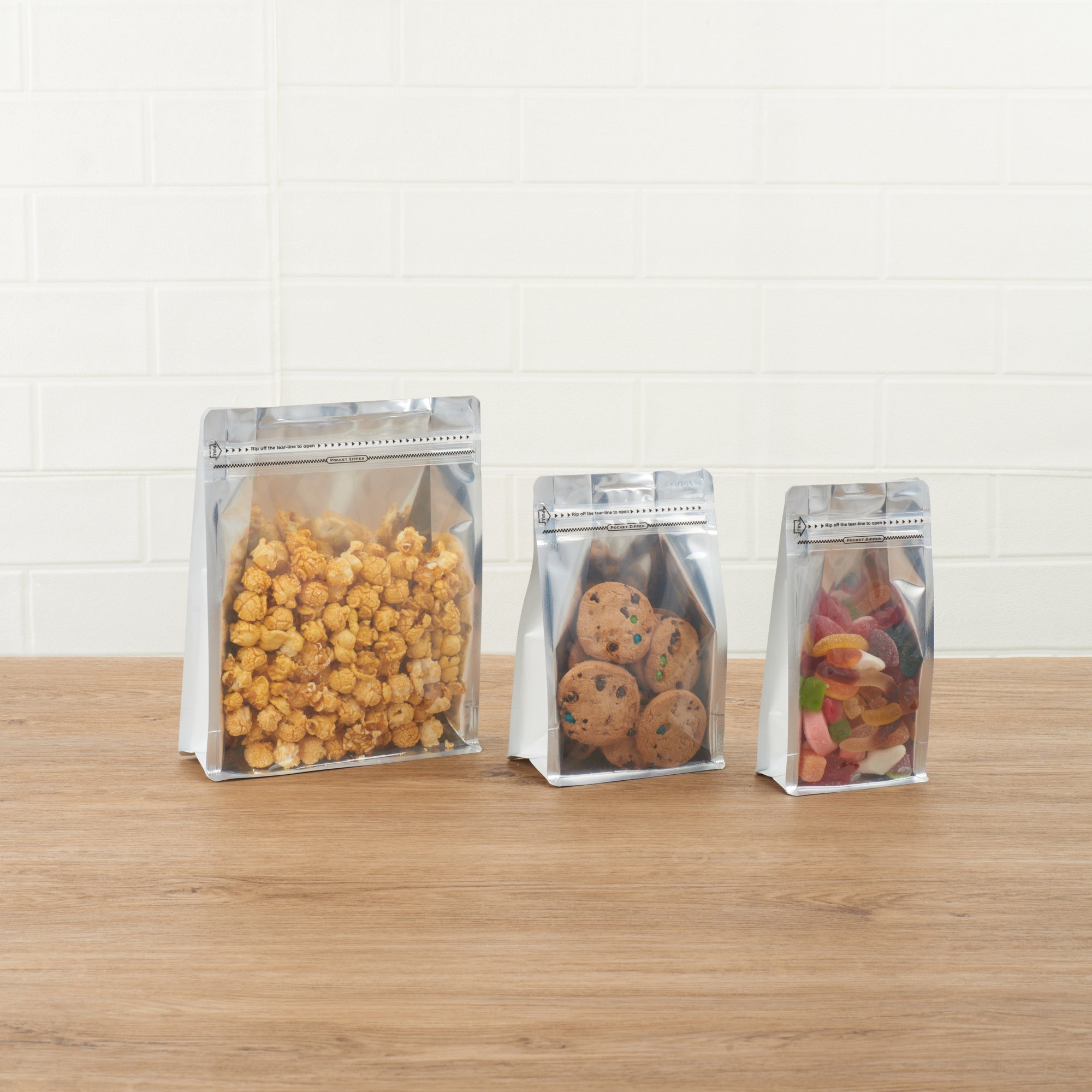 Premium White Plastic Large Snack Bags - Double Seal, Rip Lock & Heat Sealable (9.5