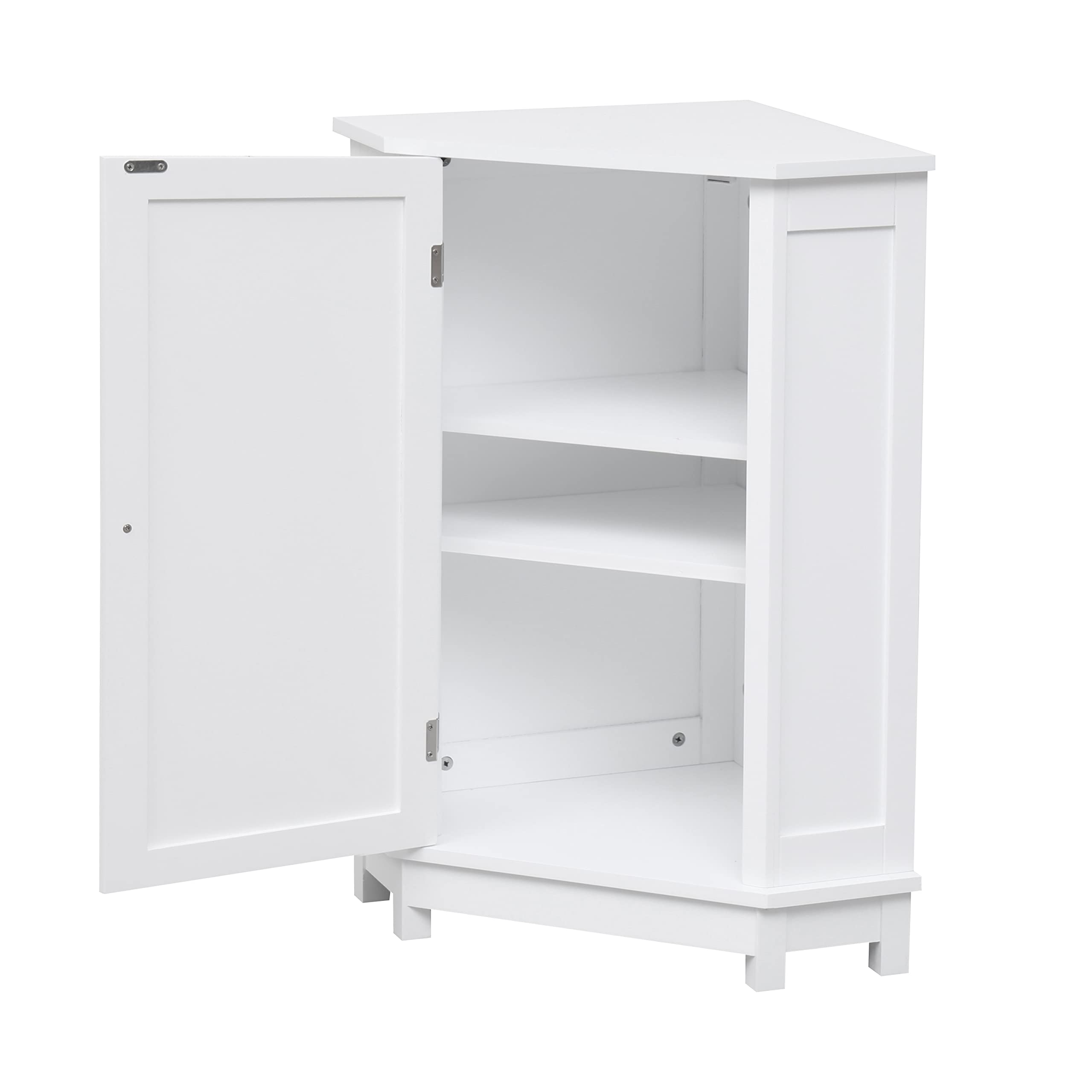 Merax White Bathroom Storage Cabinet - 1 Door Adjustable Shelf Triangle Corner Cabinet for Bathroom, Toilet, Laundry Room Organization