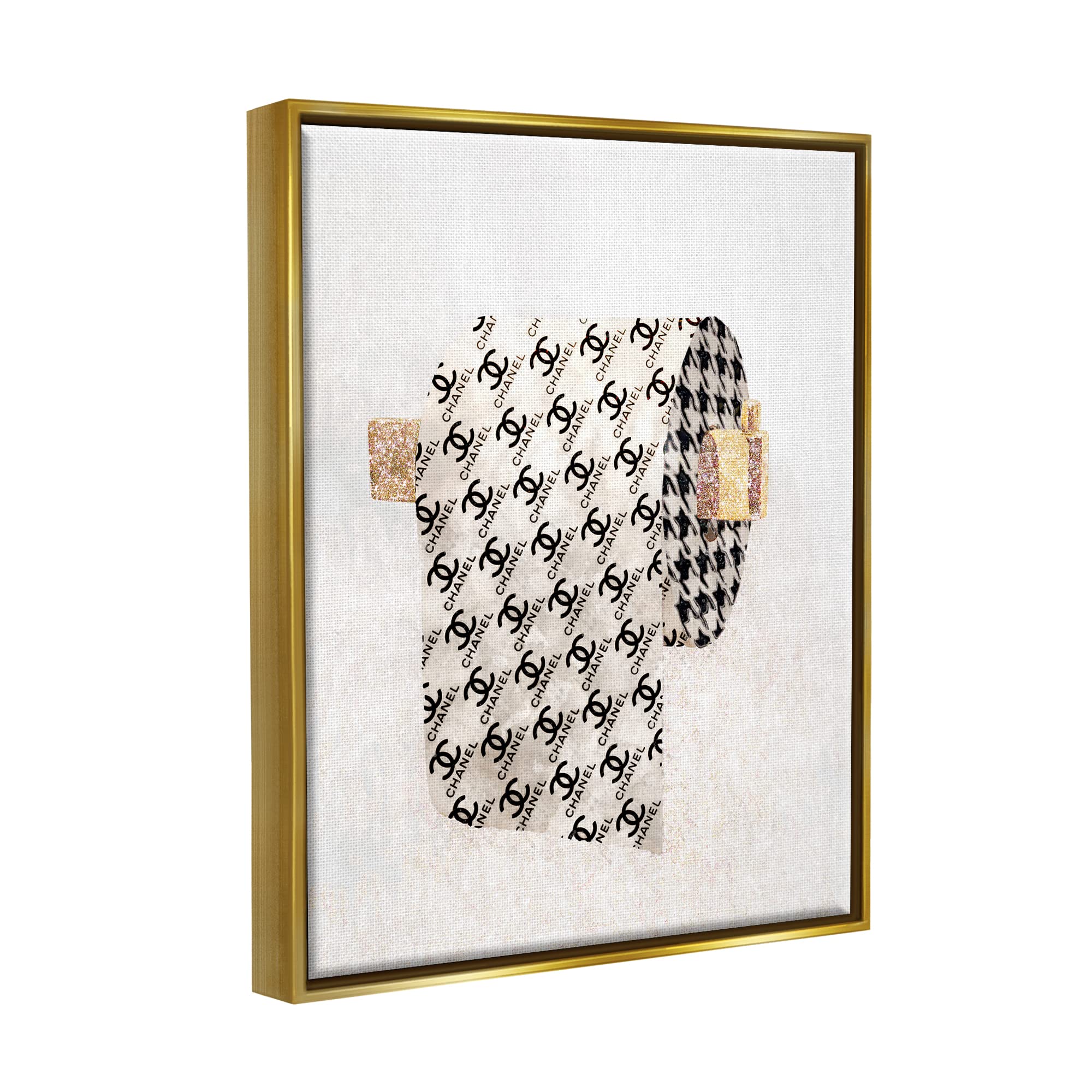 Stupell Industries Fashion Glam Toilet Paper Designer Wall Art - Framed Floater Canvas Decor by Ziwei Li | Unique Bathroom & Powder Room Decor for Modern Homes