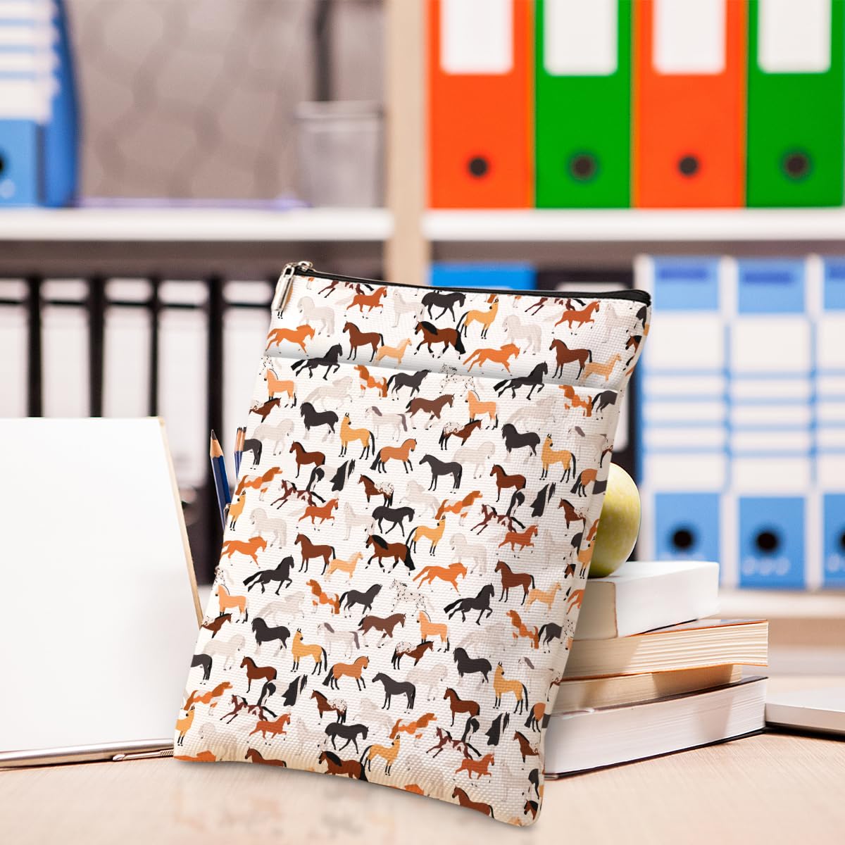 Cute Horse Print Book Sleeve Cover - Perfect Gift for Girls, Women & Book Lovers - Ideal for Sister, Daughter & Friends - Great for Christmas, Birthday & Graduation - Protects Books in Bags & While Reading - Animal Lovers Gift for Book Club Members & Students