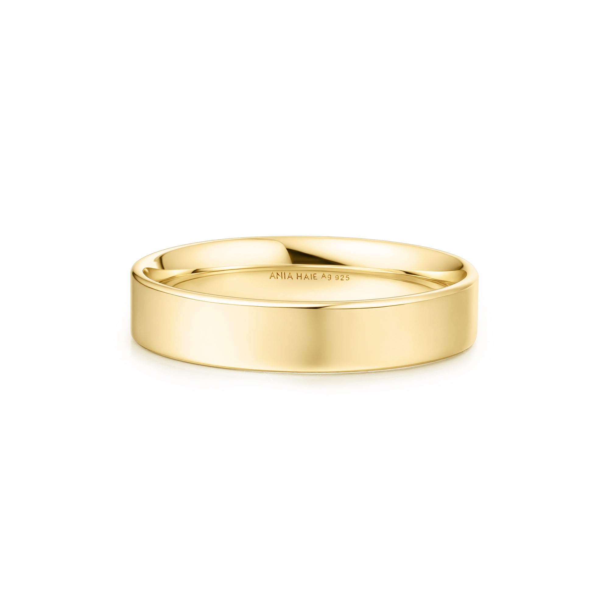 4mm Smooth Gold Wedding Band Ring for Men & Women - Classic Minimalist Comfort Fit Jewelry for Engagement, Anniversary, and Everyday Wear