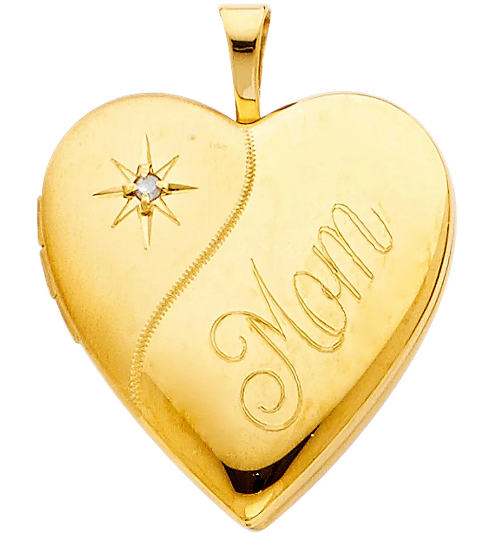 2028 Model Gold Engraved Heart Locket Pendant for Mom - Perfect Mother's Day Gift, Birthday Present & Keepsake Jewelry
