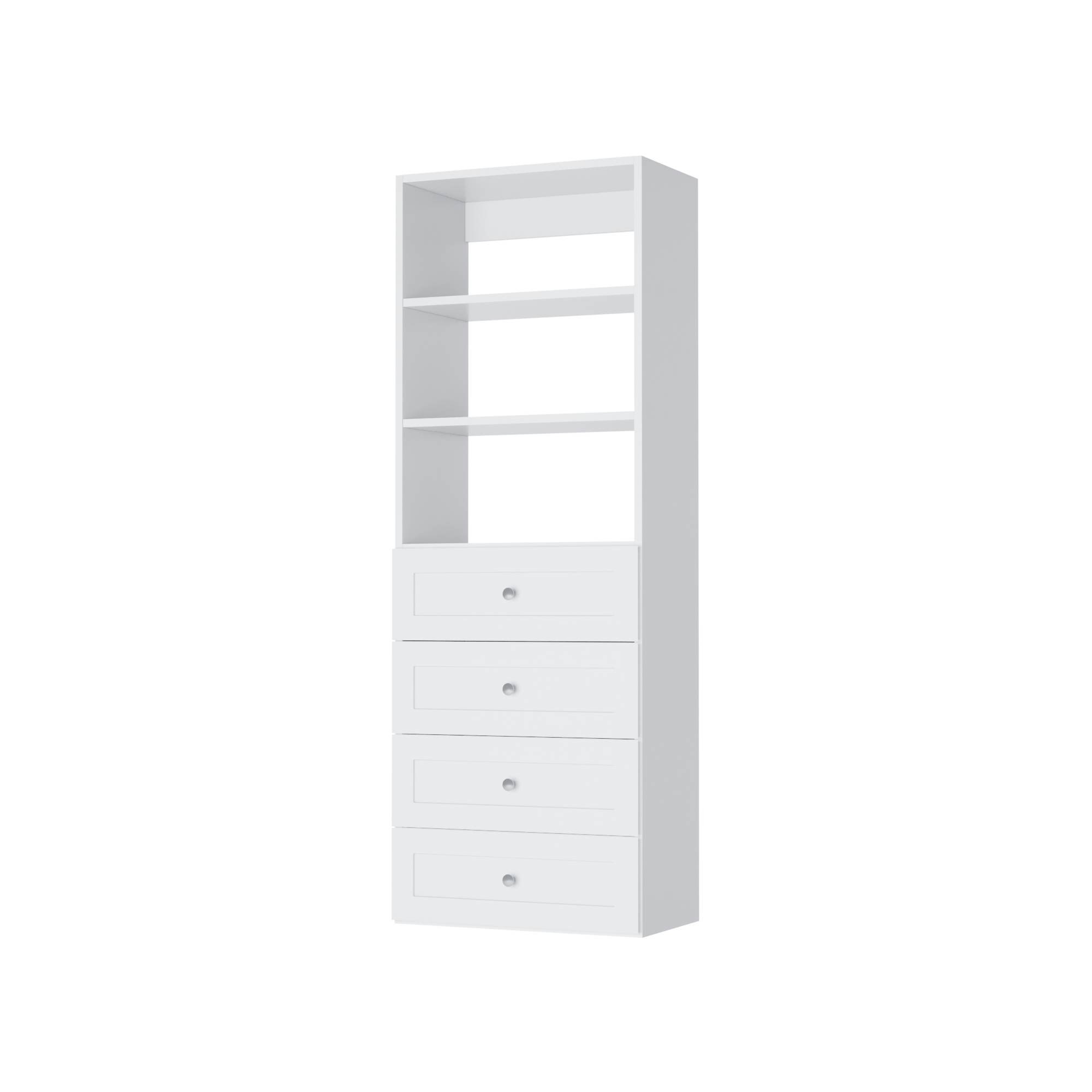 4-Drawer Closet Organizer Tower with Shelves - Space-Saving Storage Solution for Bedroom, Closet, or Office