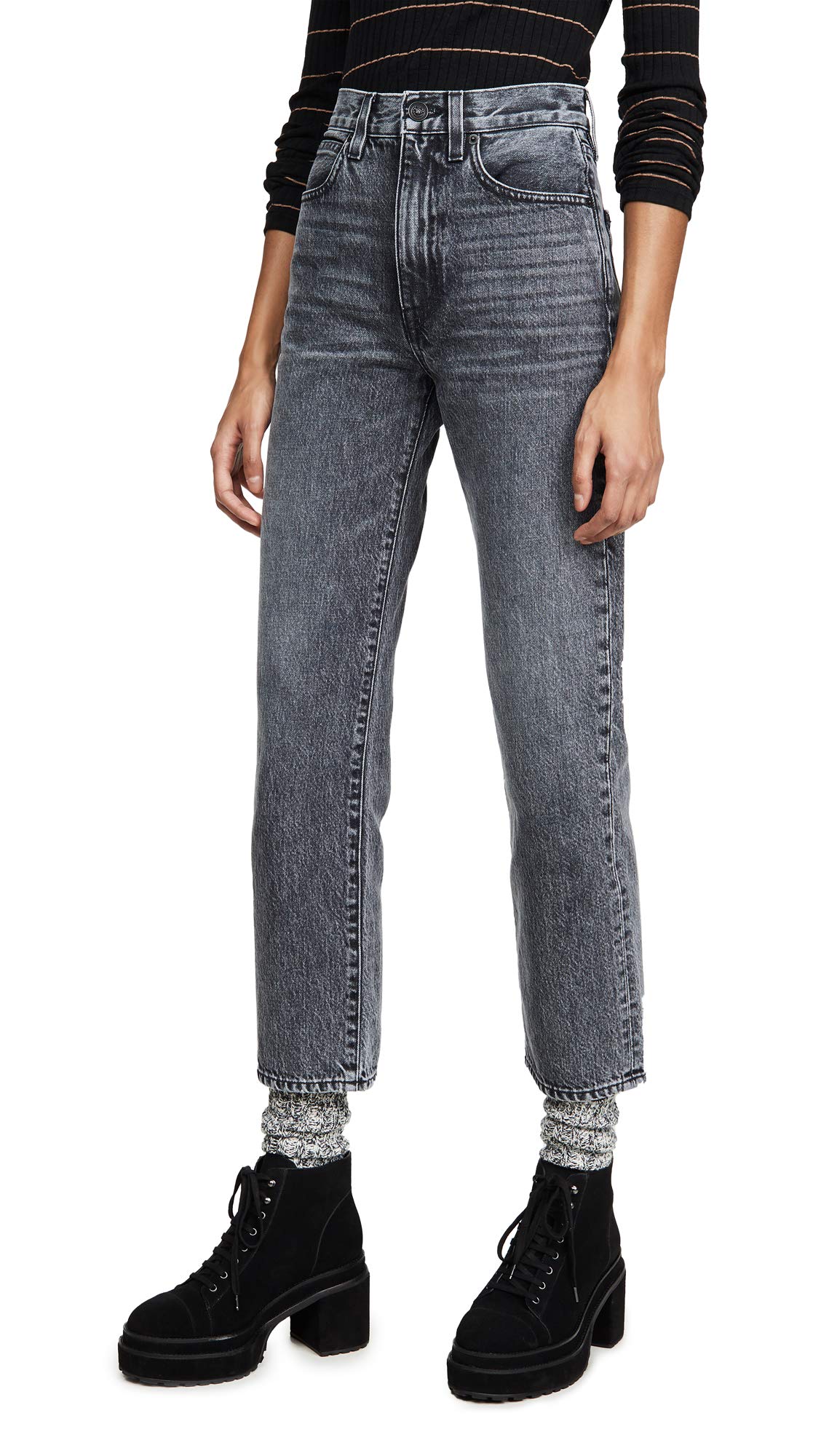 Women's High Waist London Crop Jeans - Trendy Distressed Denim Pants for Casual Outfits & Street Style