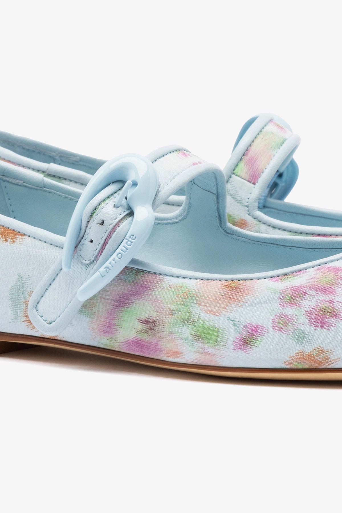 Larroudé x Markarian Verona Ballet Flats in Apple Blue Floral Ikat - Women's Comfortable Slip-On Shoes for Work, Travel & Casual Outings