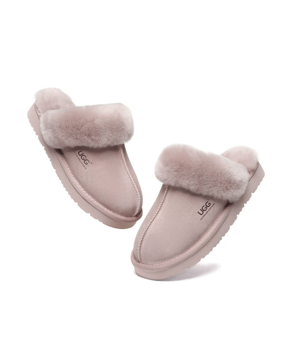 Women's UGG Fuzzy Summer Slippers - Cozy Indoor/Outdoor House Shoes with Soft Fleece Lining for Relaxing at Home, Lounging or Quick Errands
