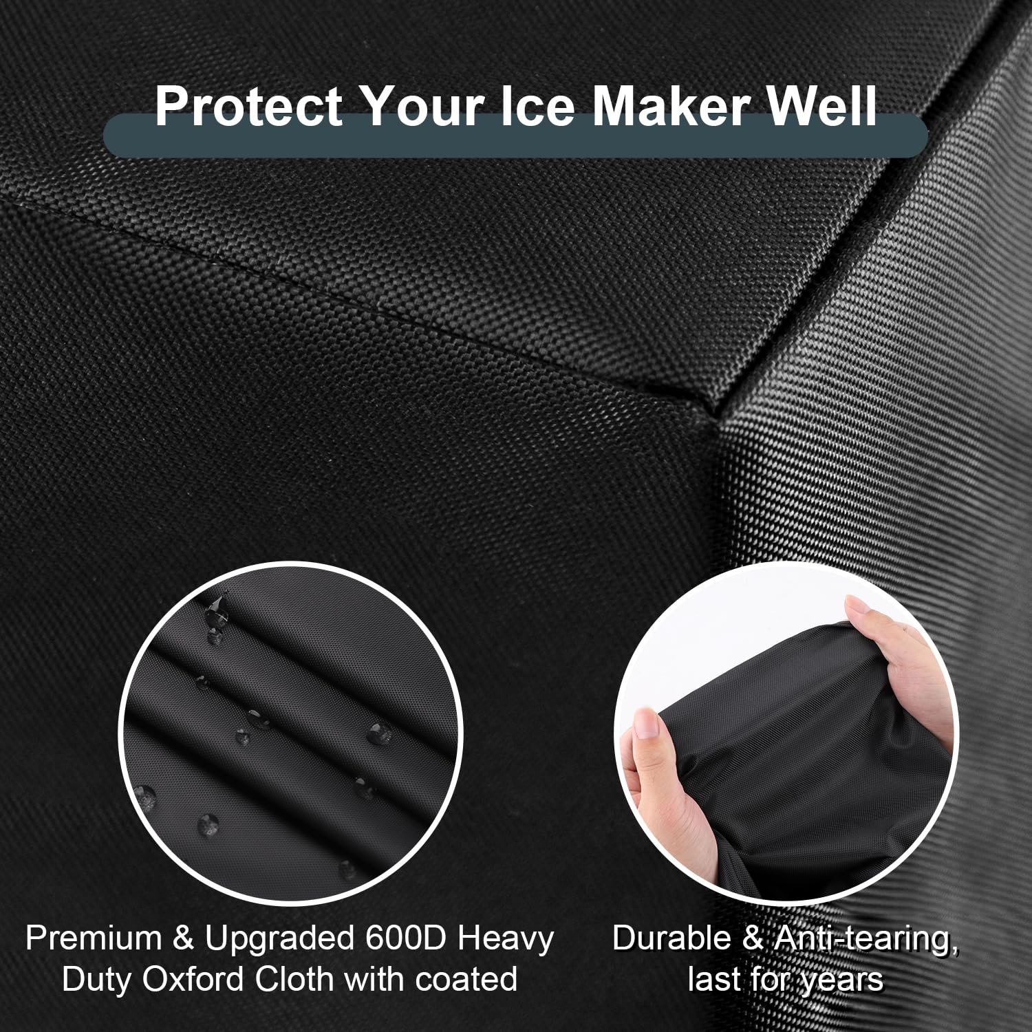 Universal Waterproof Ice Maker Cover - Fits Rice Cooker, Bread Machine & Countertop Appliances for Home, Garage & Office Use - Durable Black Appliance Protector (Great for Kitchen, Workshop & Office Organization)