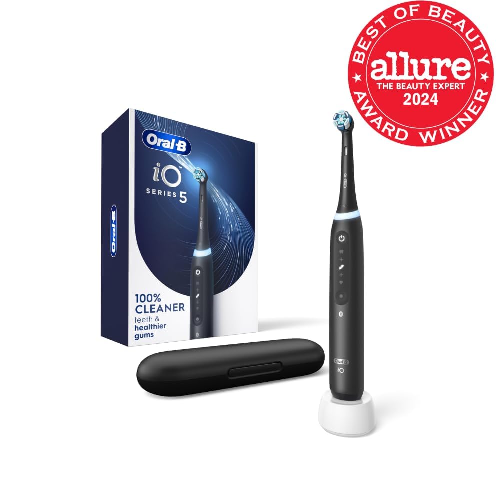 Oral-B iO Series 5 Electric Toothbrush with Pressure Sensor, 5 Modes, Timer & Travel Case - Gentle Gum Protection for Sensitive Teeth - Perfect for Home & Travel Use