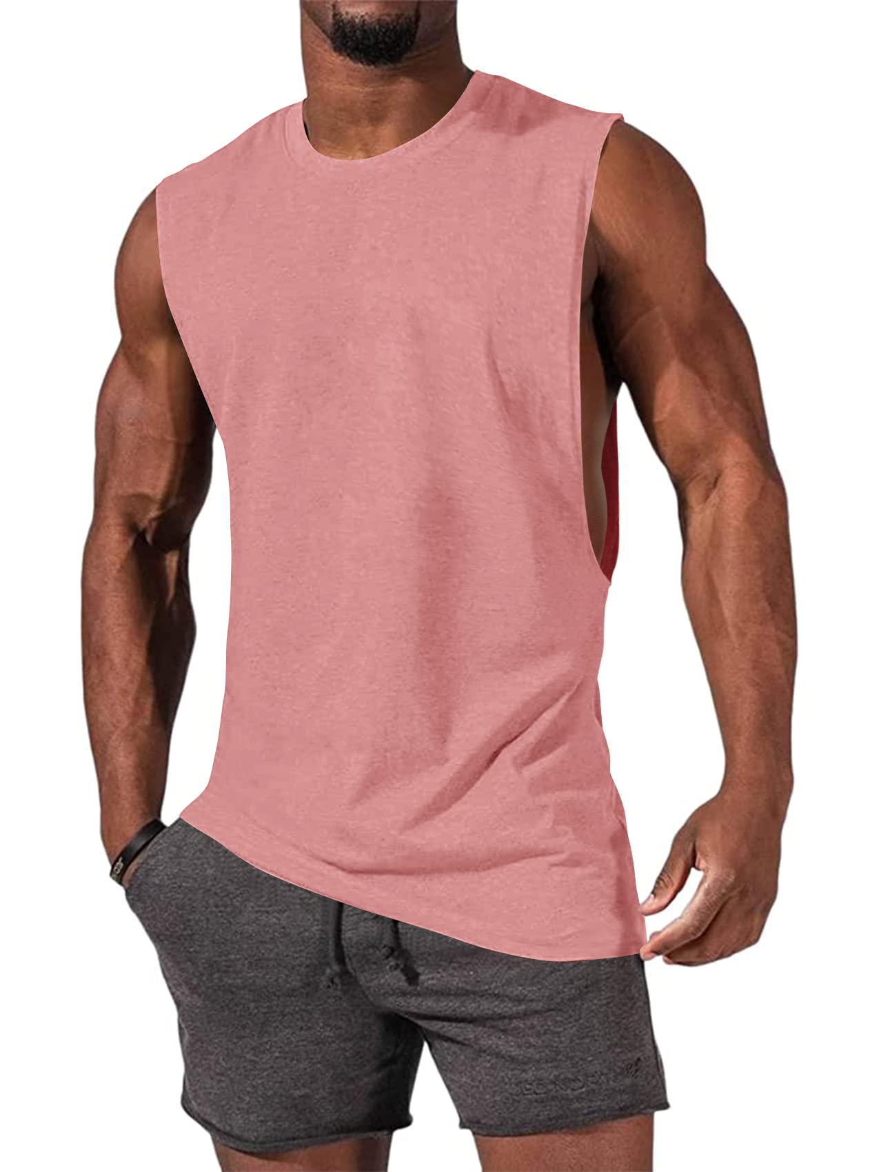 Gafeng Men's Workout Tank Tops - Muscle Cut Off Sleeveless Gym Shirts for Bodybuilding & Training - Breathable Cotton Athletic T-Shirts - Perfect for Gym, Running & Outdoor Workouts