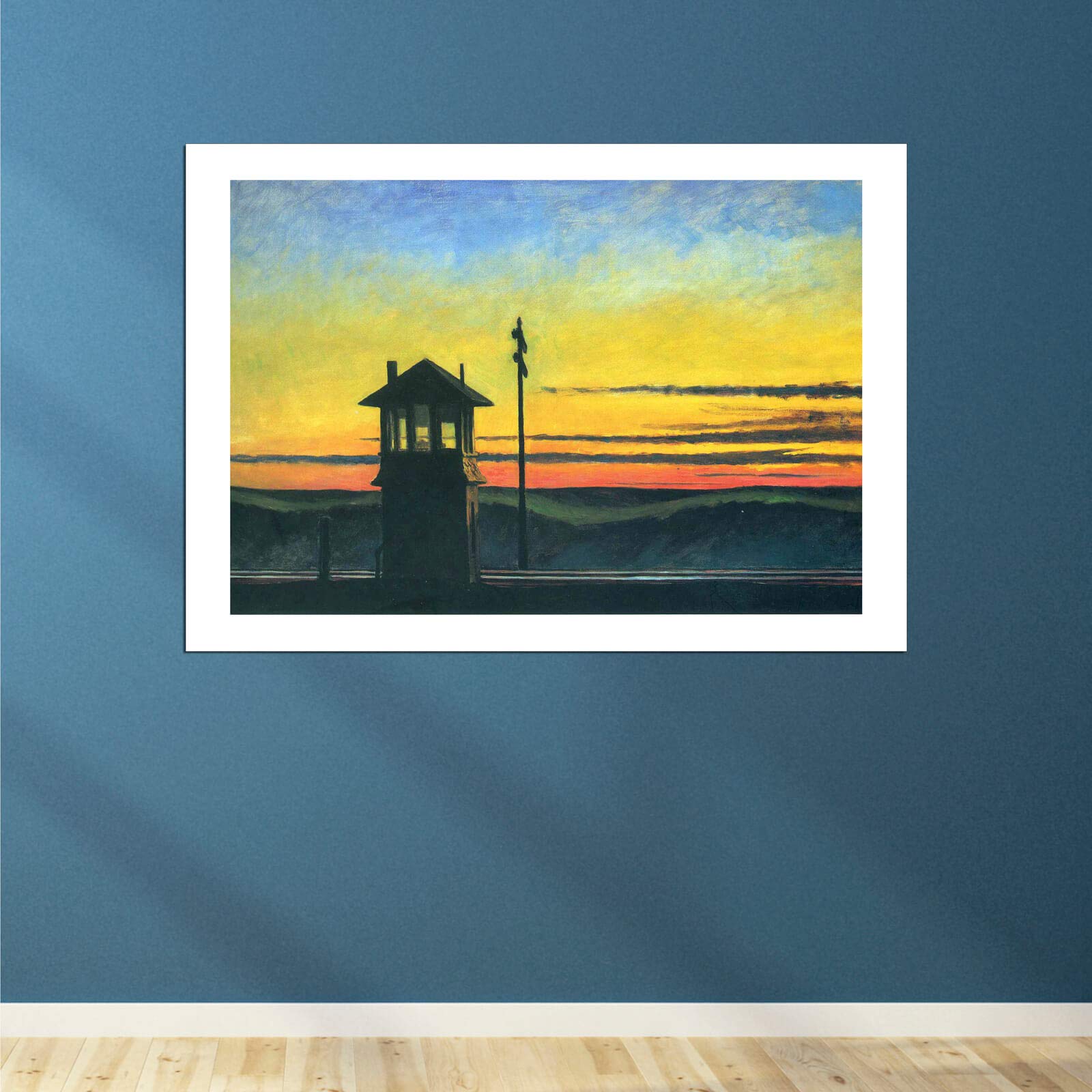 Edward Hopper Railroad Sunset Extra Large Framed Art Print - Semi Gloss Finish - Perfect for Living Room, Bedroom or Office Wall Decor