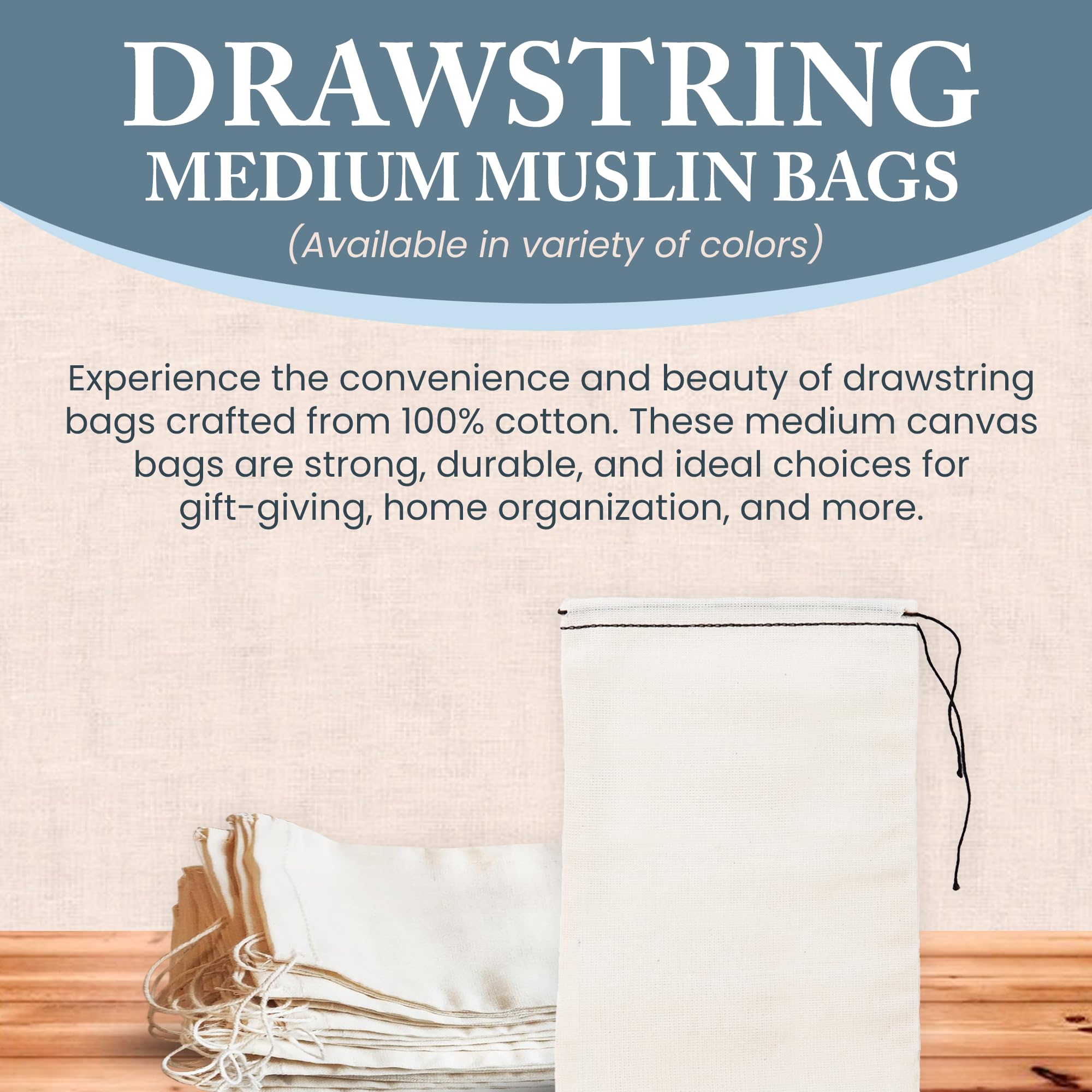 100% Cotton Muslin Drawstring Bags 5x7 Inch - 100pcs Natural Unbleached Party Favor Bags & Spice Sachets - Made in USA | Perfect for Wedding Favors, Baby Showers, Herbal Tea & DIY Crafts