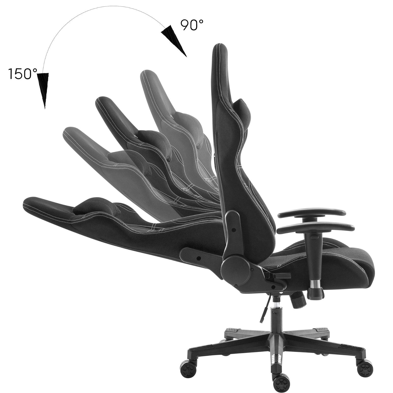 Stealth Ergonomic Gaming & Office Chair with Adjustable Armrests - Black by Tauris - Perfect for Long Gaming Sessions & Home Office Work