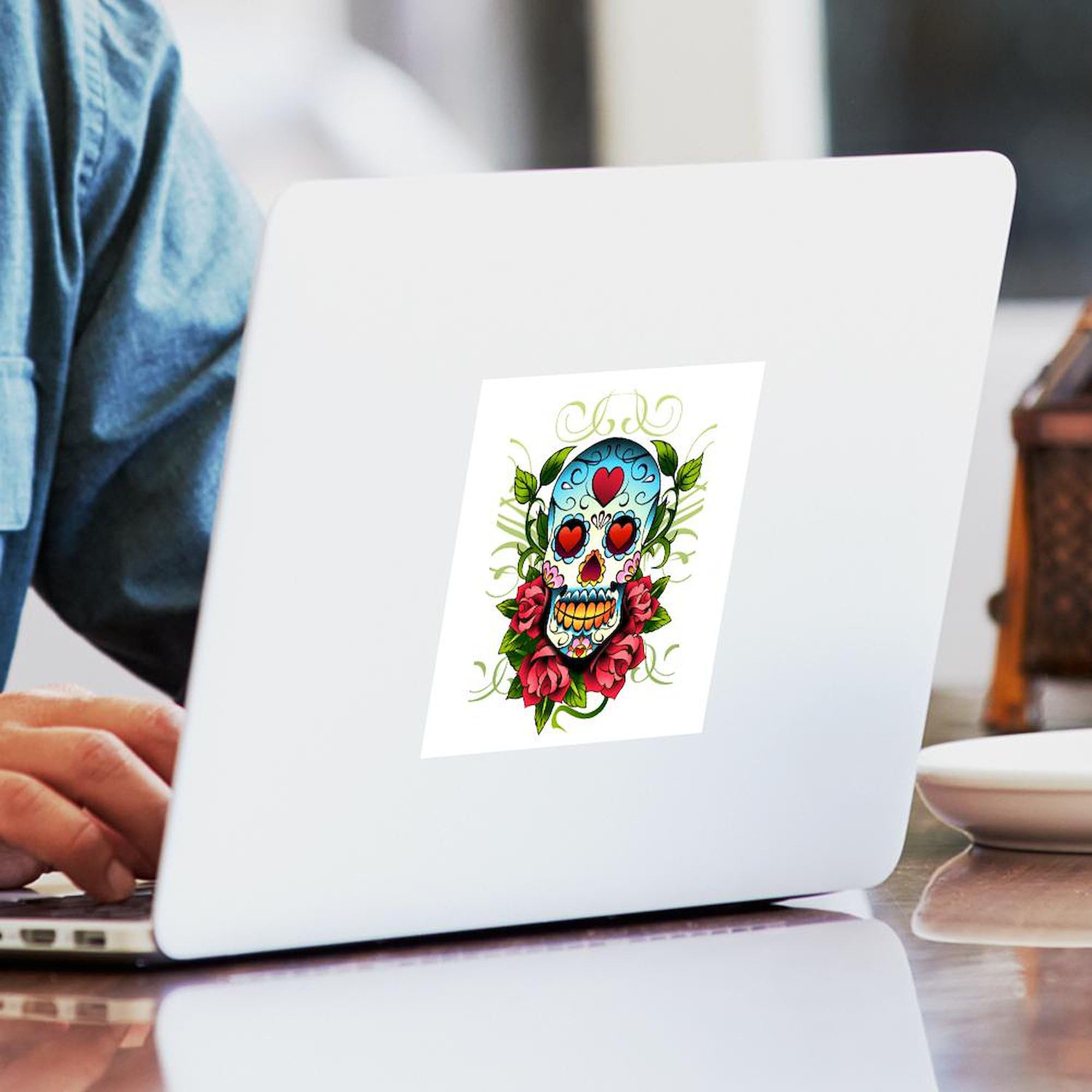 Sugar Skull Car Decal - Durable Vinyl Bumper Sticker for Cars, Laptops & Windows - Mexican Day of the Dead Decor - Perfect for Halloween, Dia de los Muertos & Car Accessories