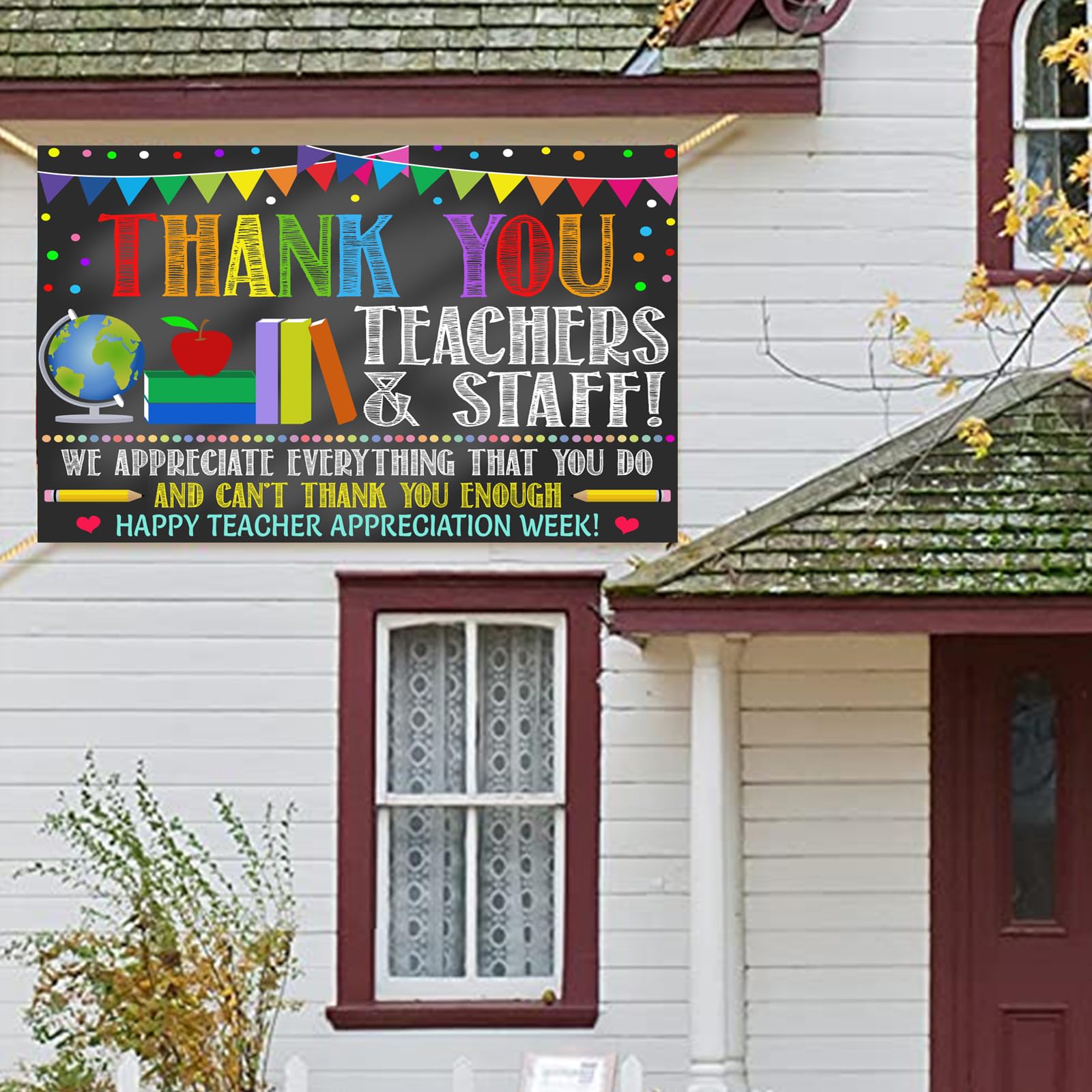 2024 Teacher Appreciation Week Backdrop Banner Decorations - Thank You Teachers Staff Gift for Classroom, School Events & Office Celebrations