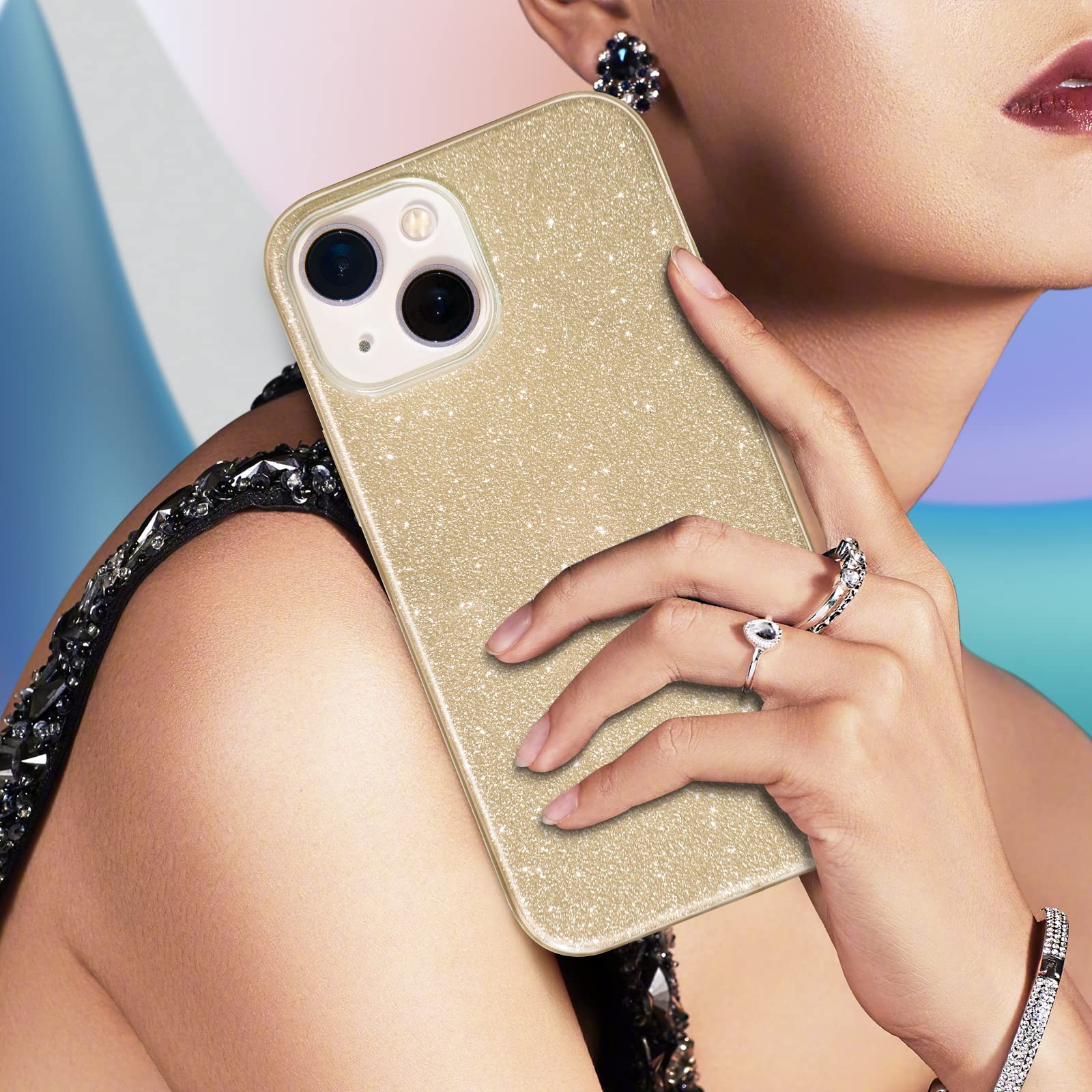 MILPROX iPhone 13 Case (2021) - Glitter Sparkly Protective Cover with 3-Layer Shockproof Design | Compatible with iPhone 13 6.1