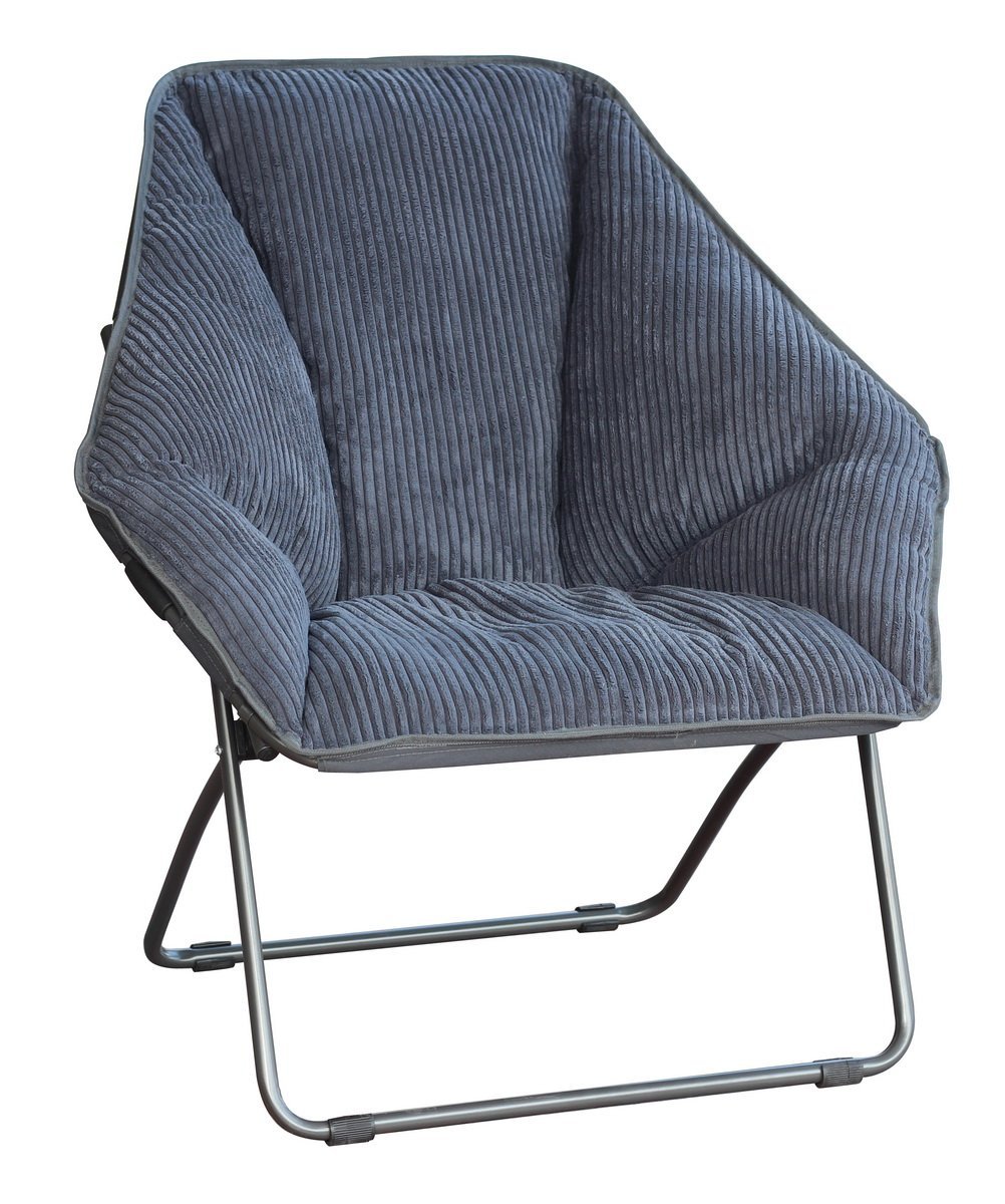 Hexagon Folding Dish Corduroy Chair - Compact & Stylish Accent Chair for Dorm Rooms, Bedrooms, Reading Nooks & Gaming Setups - Soft Gray Corduroy Lounge Chair (Pack of 1) | Perfect for Small Spaces, Study Sessions & Relaxing at Home