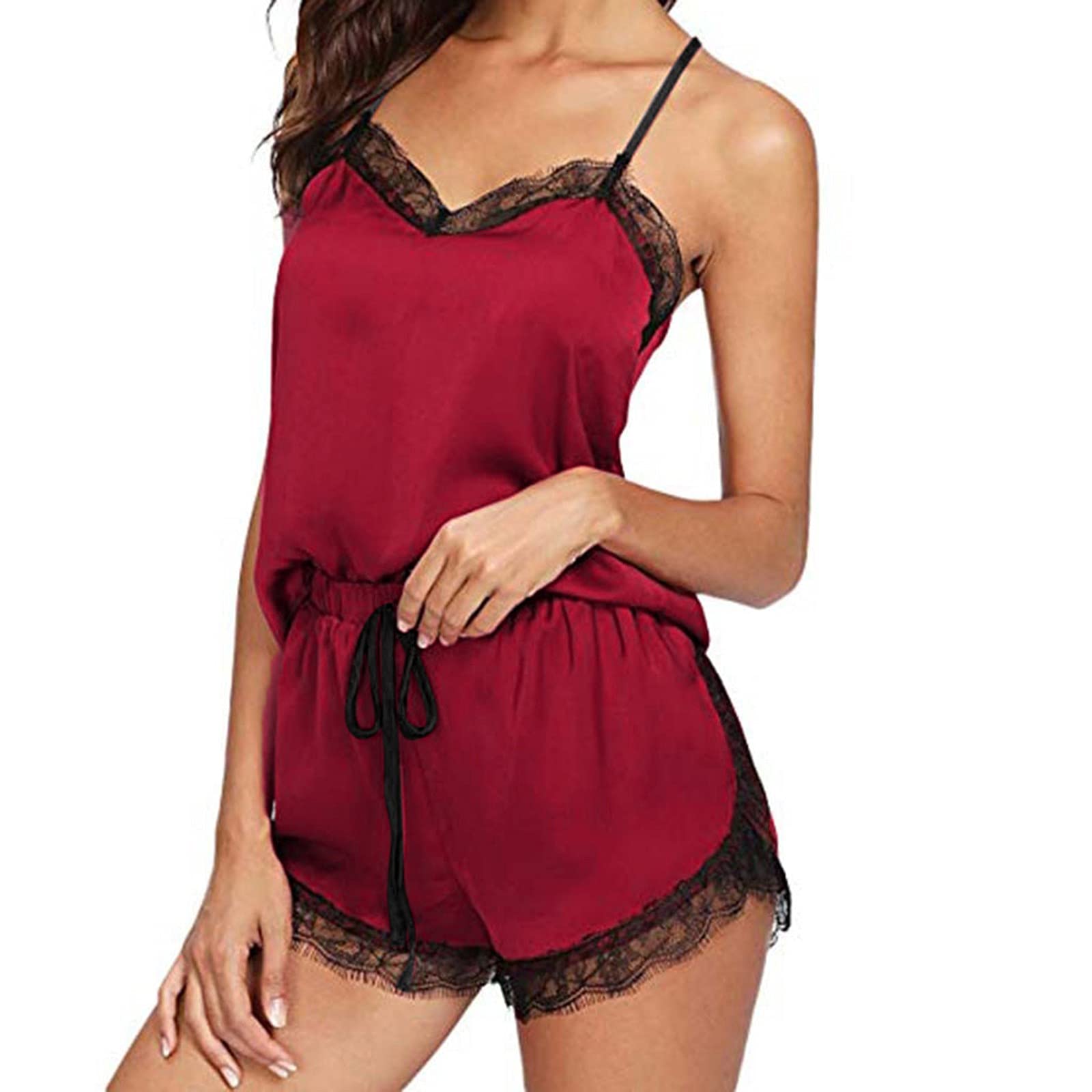 Masbird Women's Sexy Lingerie Set - V-Neck Cami Top with Straps & Babydoll Underwear Pajamas for Romantic Nights, Boudoir Photography, and Special Occasions