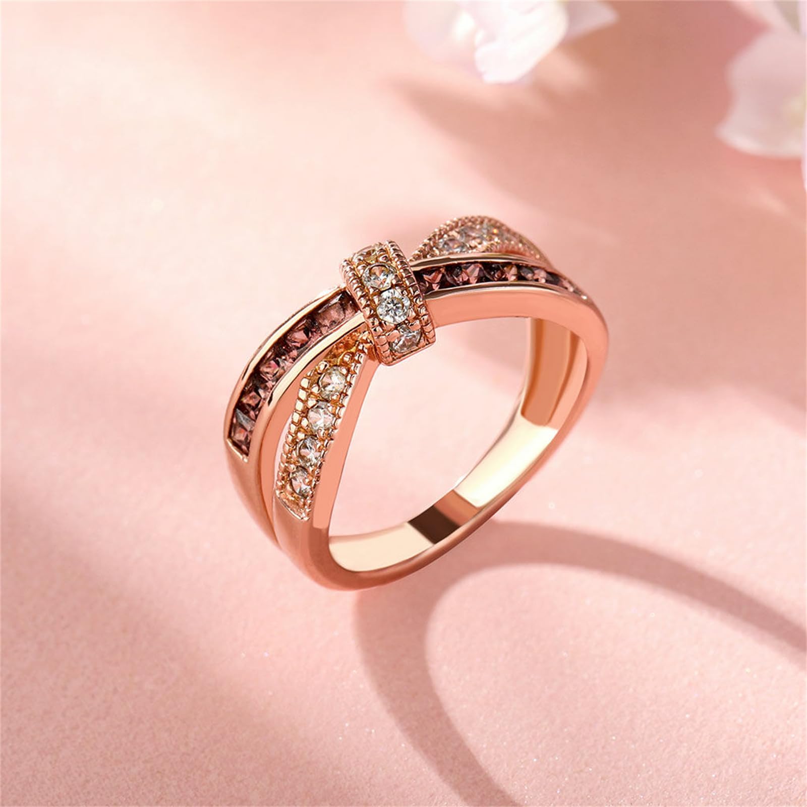 Jeulia Sterling Silver Crossover Women's Band Ring - Elegant Promise & Engagement Ring for Her with Gift Jewelry Box | Anniversary, Wedding, Valentine's Day Gift Idea