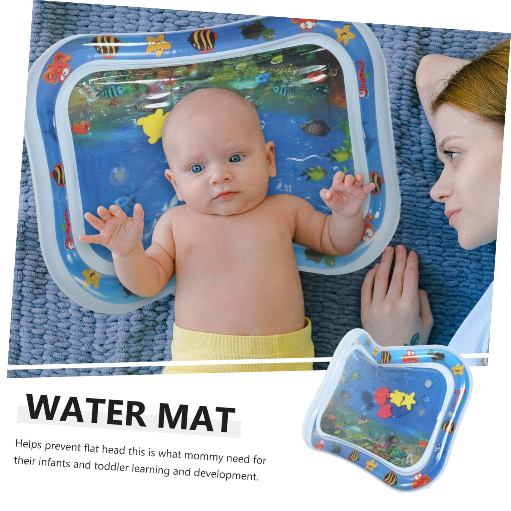 CRILSTYLEO Inflatable Water Play Mat for Babies & Toddlers - Blue Plastic Splash Pad for Outdoor Summer Fun - Perfect for Pool, Beach, and Backyard Water Activities