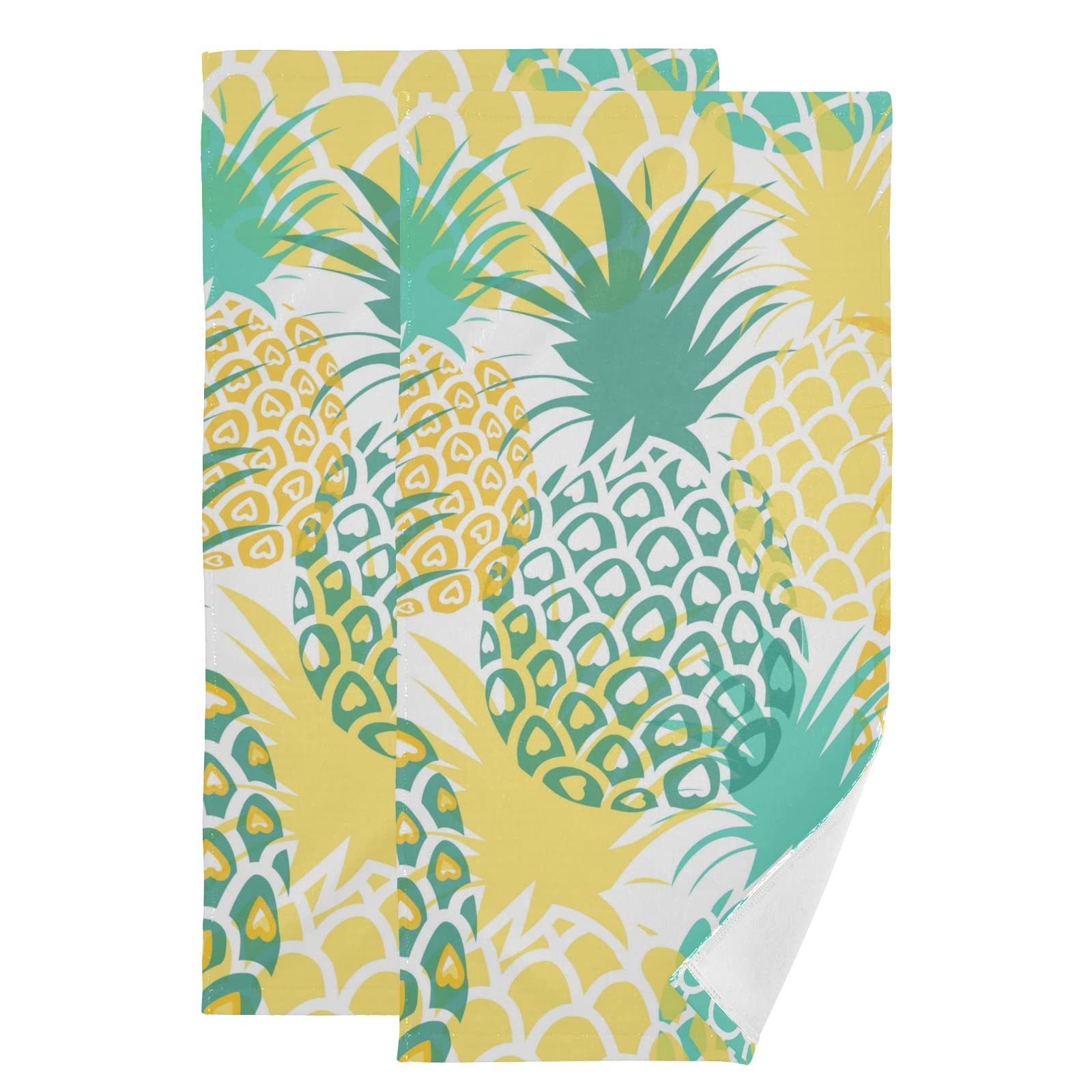 UMIRIKO 2-Piece Pineapple Tropical Fruit Bath Towel Set - Ultra Soft & Highly Absorbent Hand Towels for Bathroom, Kitchen, Gym - Perfect for Spa, Beach & Home Decor (2024)