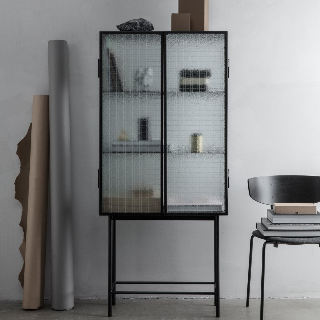 Ferm Living Haze Glass Showcase - Modern Display Cabinet for Home Decor & Collectibles - Perfect for Living Room, Bedroom, or Office Storage
