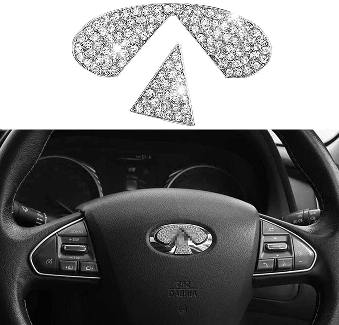 Diamond Steering Wheel Logo Caps for Infiniti Q50 Q50L QX50 QX70 - Bling Bling Crystal Car Emblem Accessories for Women - DIY Interior Decoration for Luxury Cars (Perfect for Gifts & Car Customization)