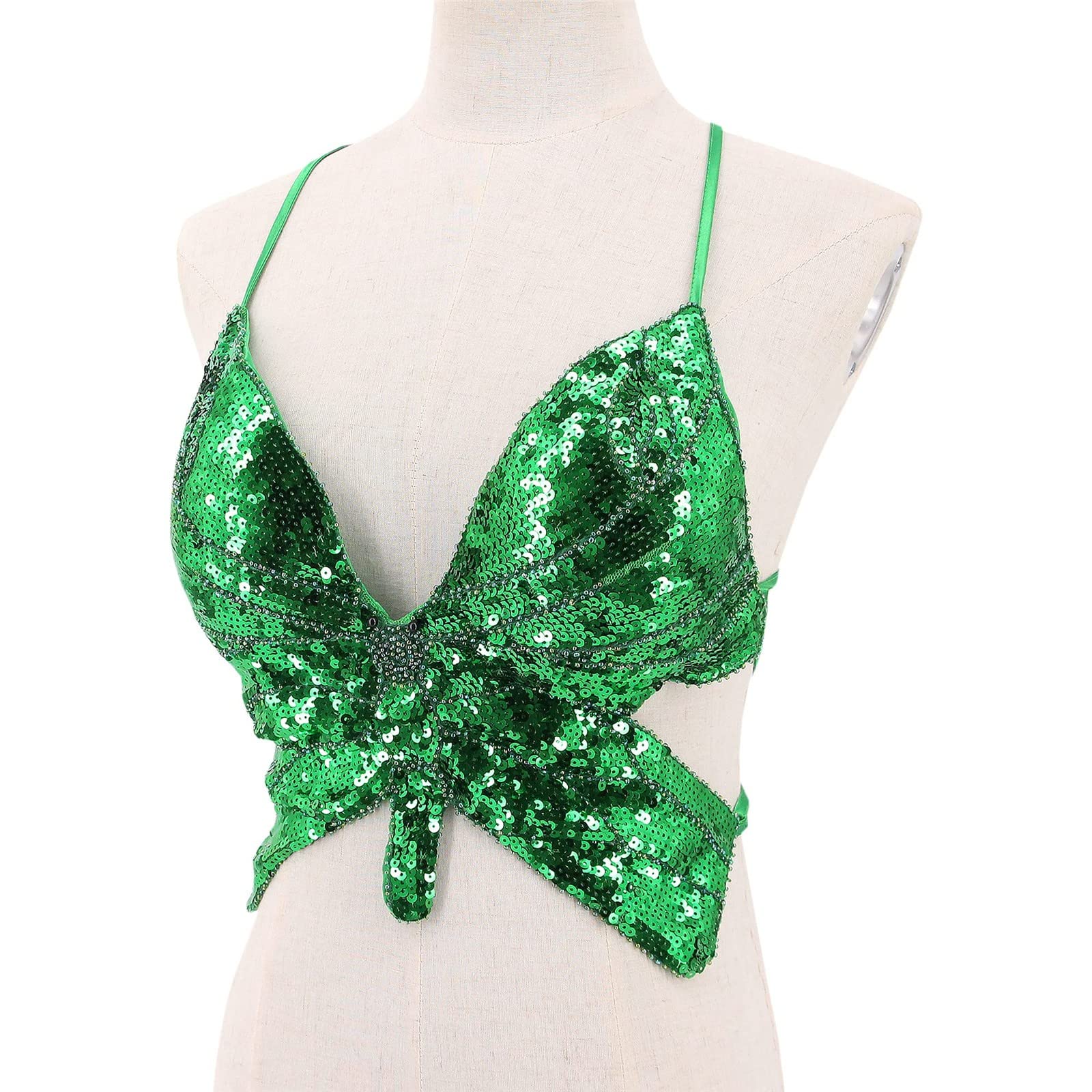 Sparkly Sequin Tank Bandage Top - Women's Crop Dance Vest Costume Bra Belly Outfit for Club, Party & Performance | Sexy Camisole for Women