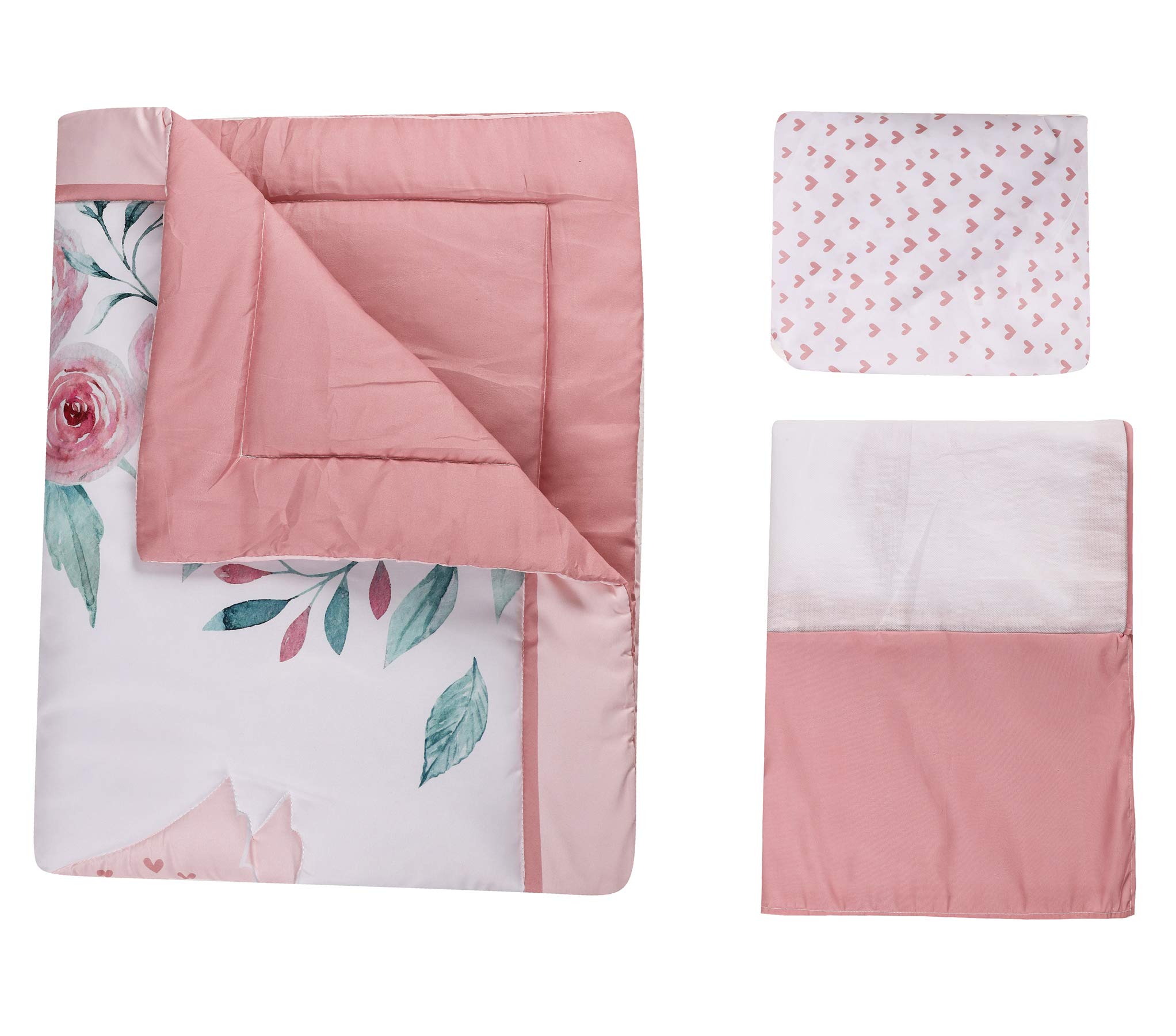 Floral Swan Baby Girl Crib Bedding Set - 6 Piece Nursery Set with Quilt, Fitted Sheets, Skirt & Valances | Soft & Safe for Newborns | Perfect for Nursery Decor, Baby Showers & Gifts