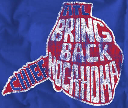 Vintage Atlanta Braves Chief Noc-A-Homa Throwback Royal Blue T-Shirt - Perfect for Baseball Fans & Retro Sports Apparel Collectors