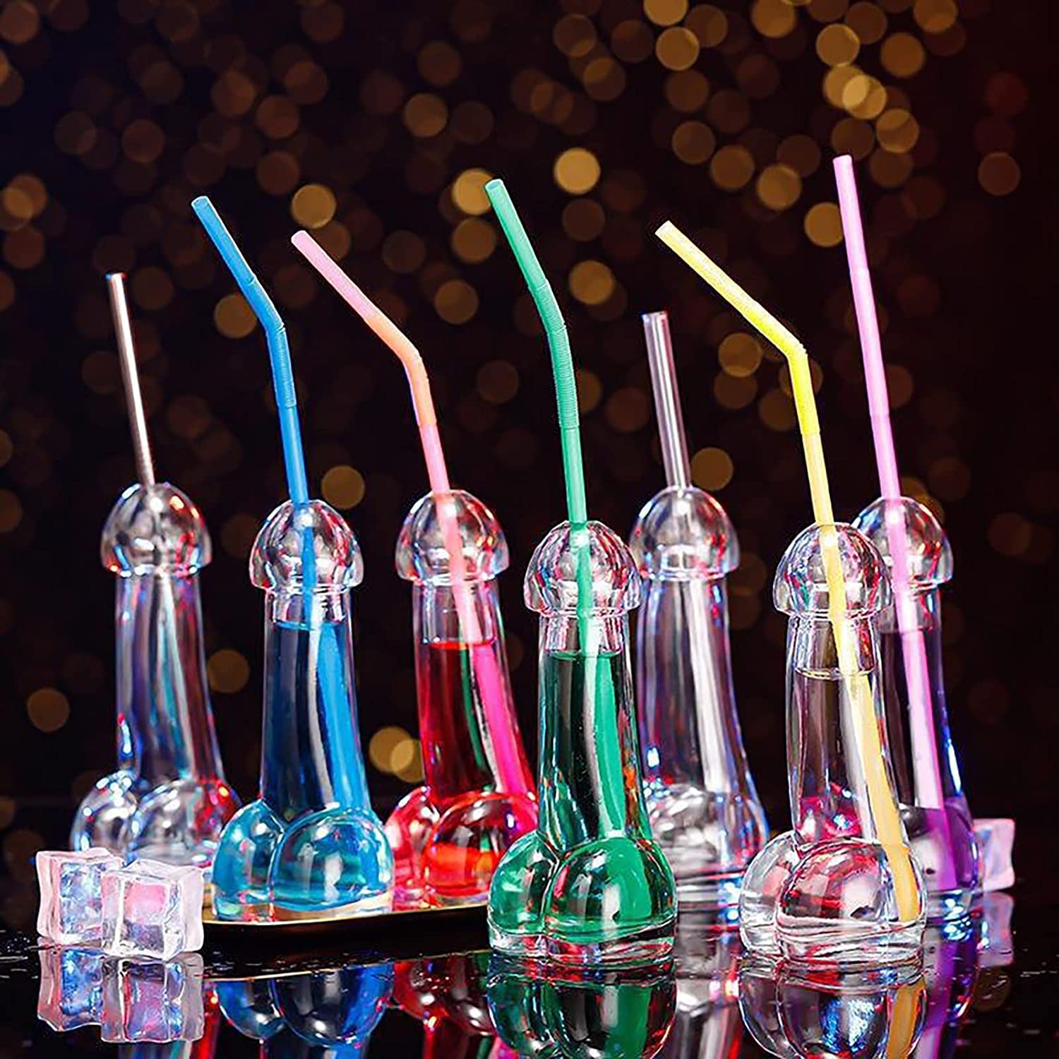Funny Penis Wine Glasses Set of 2 - Novelty Champagne & Whiskey Drinking Glasses for Bachelorette Parties, Adult Birthday Decorations - Perfect for Bars, Nightclubs & Themed Events