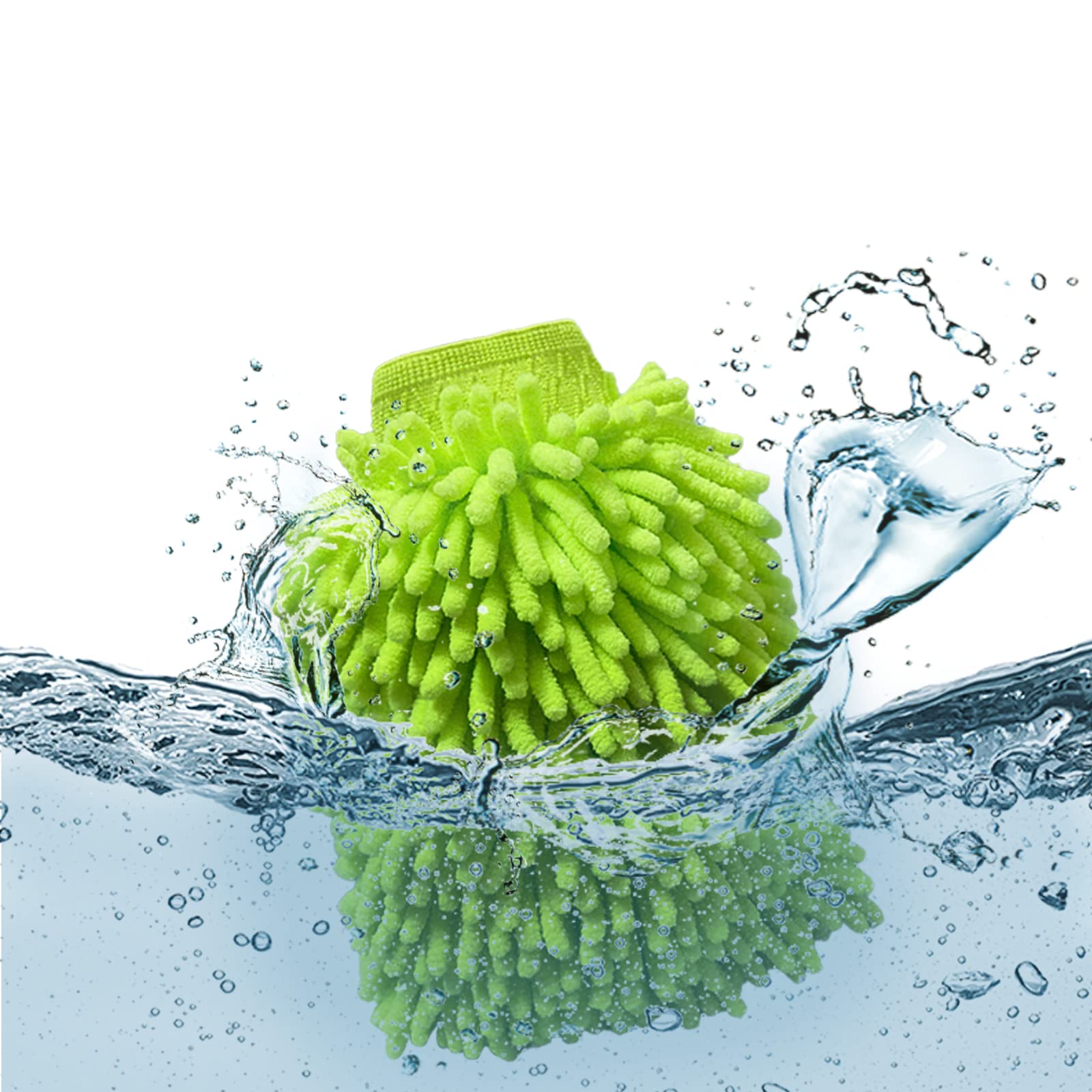 Premium Chenille Microfiber Car Wash Mitt - Scratch-Free Cleaning Gloves for Cars, Trucks & SUVs (2-Pack, Green) - Gentle Hand Wash & Wax Application