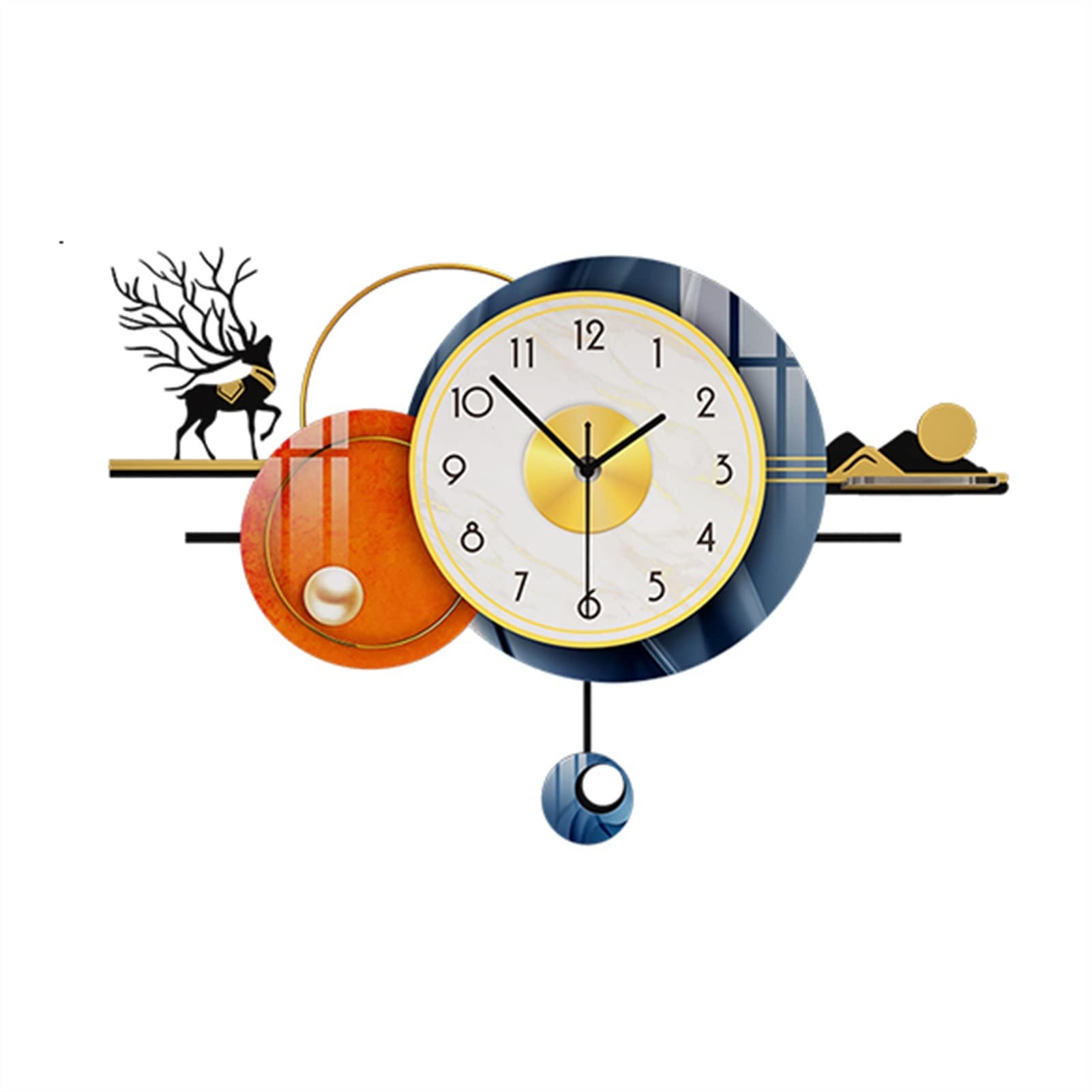 20 Inch Large Silent Quartz Wall Clock with Numerals - Plastic Shelf Clock for Living Room, Bedroom, Foyer & Study - Perfect Home Office Decor (82x40cm)