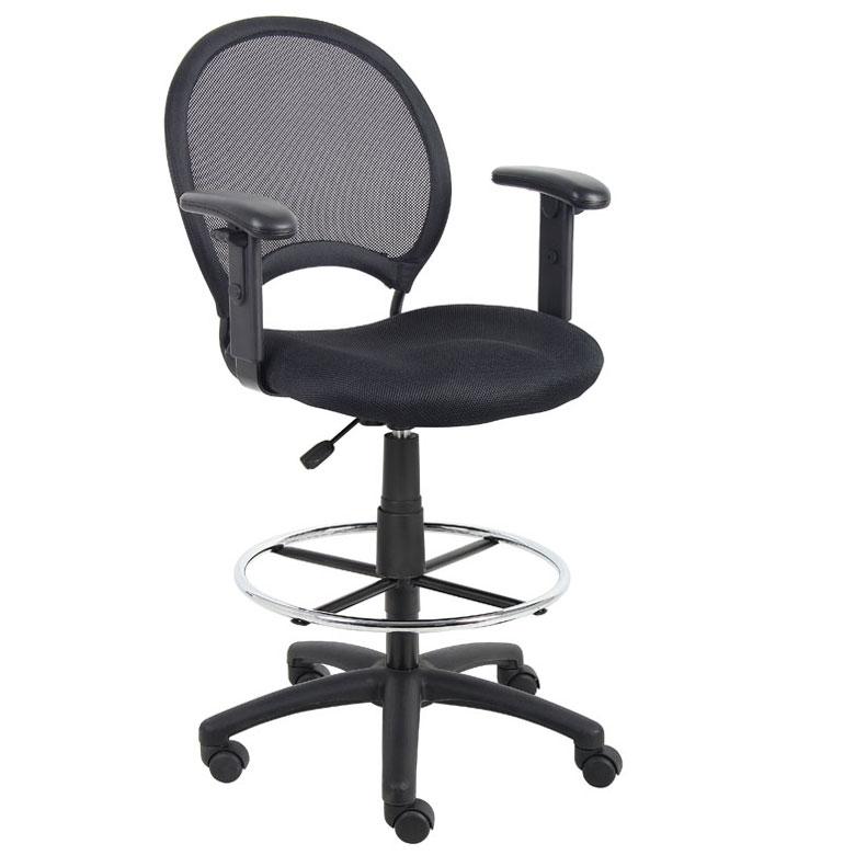 Boss Mesh Back Drafting Stool B16215 - Adjustable Height Office Chair with Lumbar Support - Perfect for Architects, Designers & Home Office Workspaces