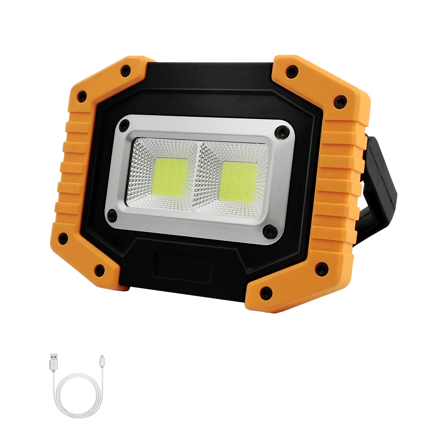 30W 2000LM Rechargeable LED Work Light - Waterproof Portable COB Flood Light with Stand | Battery Powered for Garage, Outdoor Camping, Hiking, Car Repair, Fishing & Emergency Use (1 Pack)