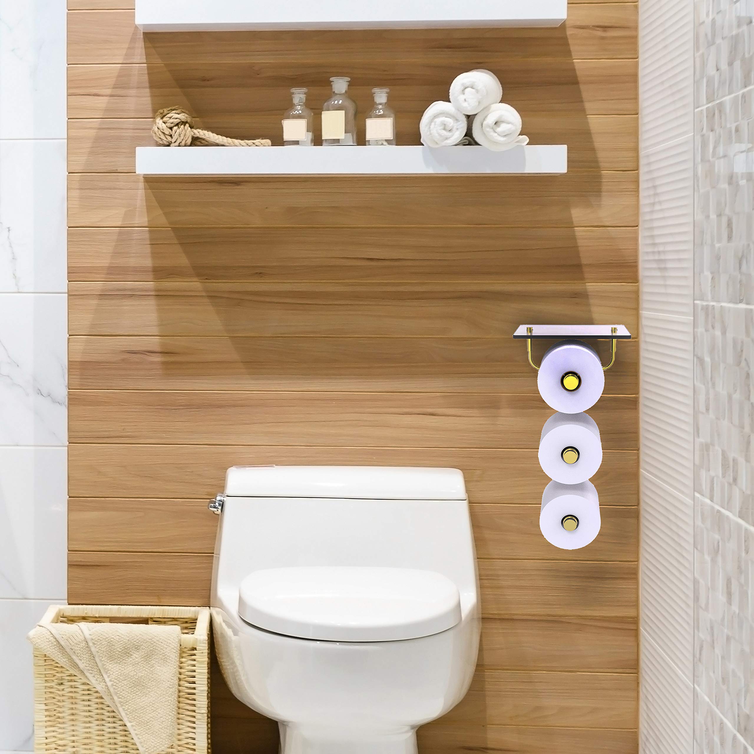 Allied Brass DT-35-3VS Dottingham Collection 3-Roll Glass Shelf Toilet Paper Holder in Oil Rubbed Bronze - Bathroom Tissue Dispenser for Modern & Traditional Bathrooms