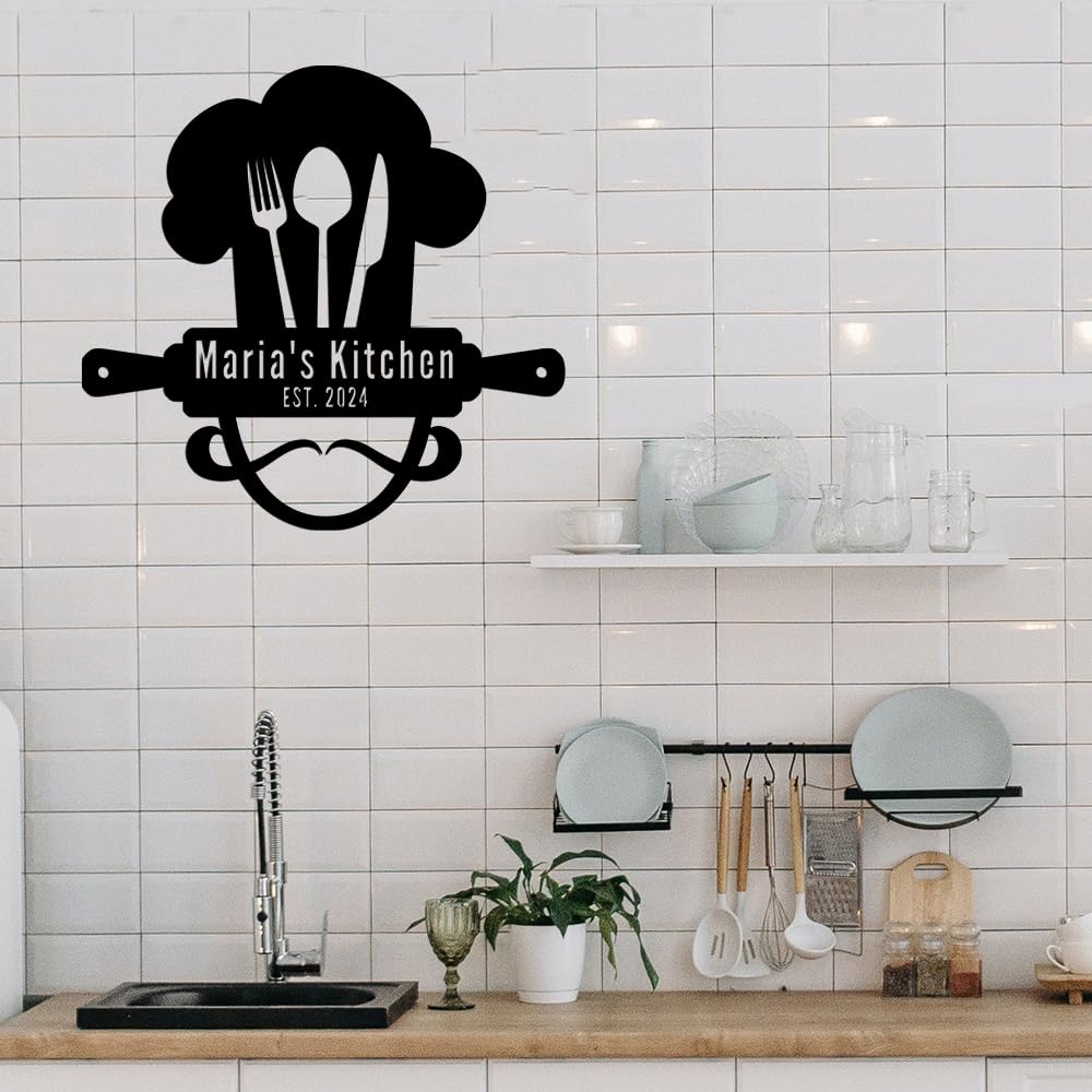 Custom Metal Kitchen Sign - Personalized Name Wall Art for Dining & Cooking Room Decor | Housewarming Gift